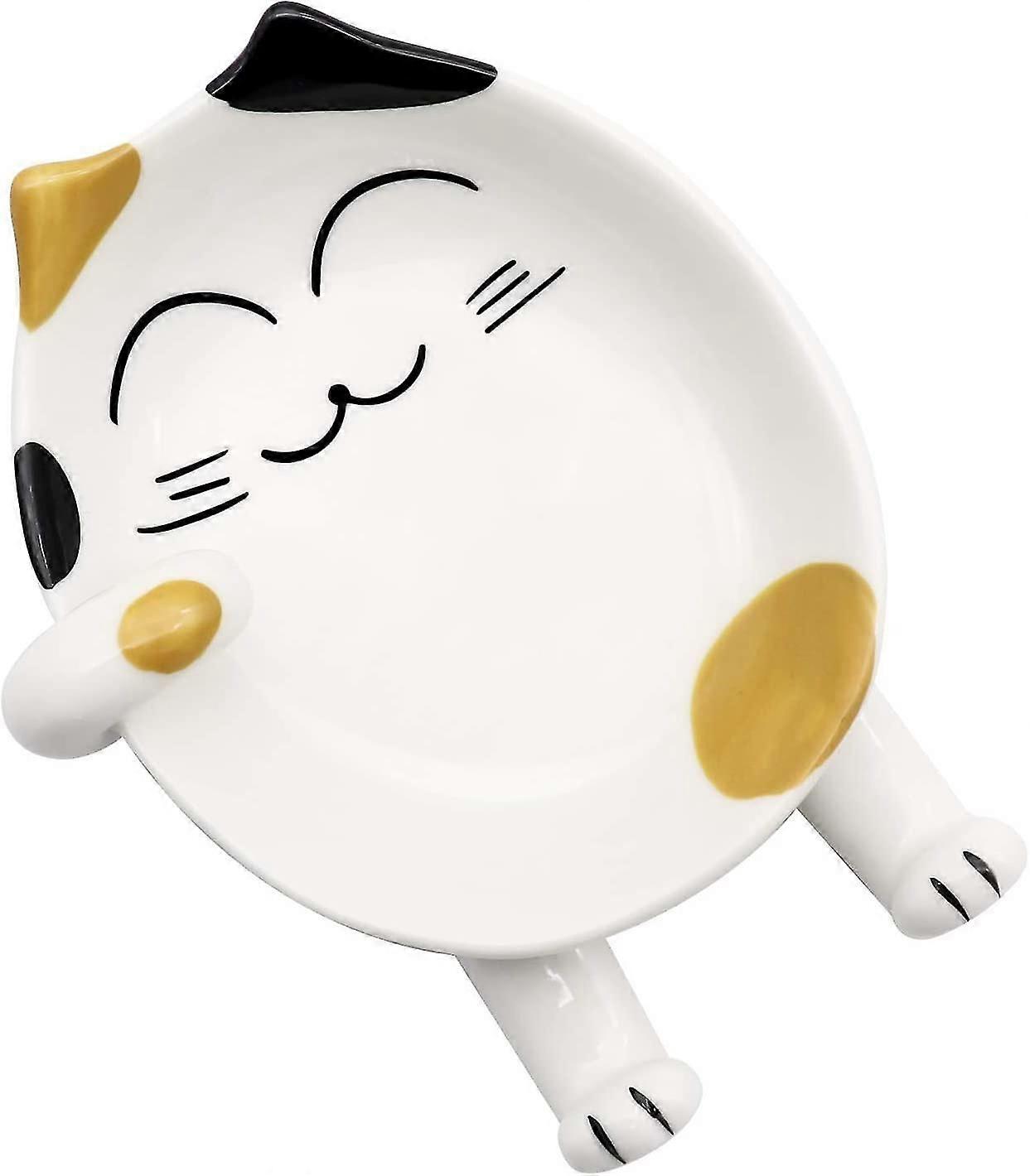 Letgoshop Spoon Rest For Kitchen, Ceramic Cute Cat Spoon Holder