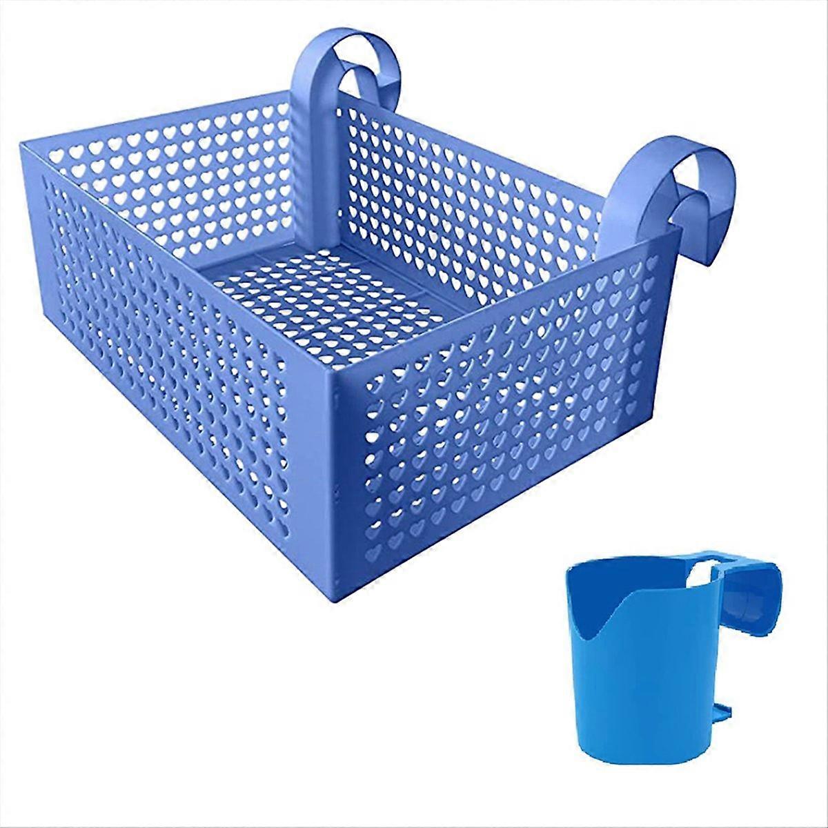 Poolside storage basket, retractable pool toy basket