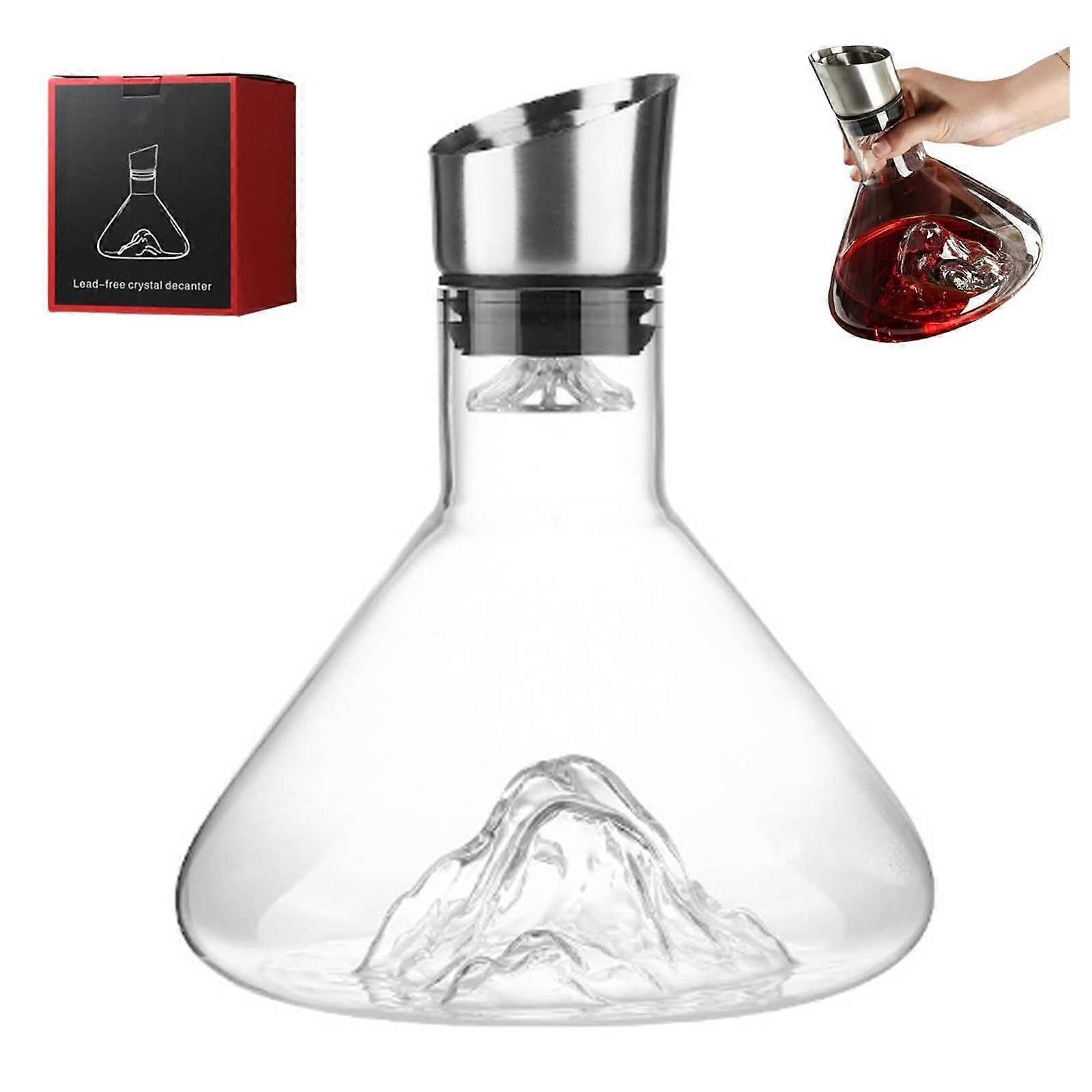 Crystal Clear Wine Decanter 1500ml Large Capacity Antique Style With Handle Wide Mouth Transparent Crystal Glass