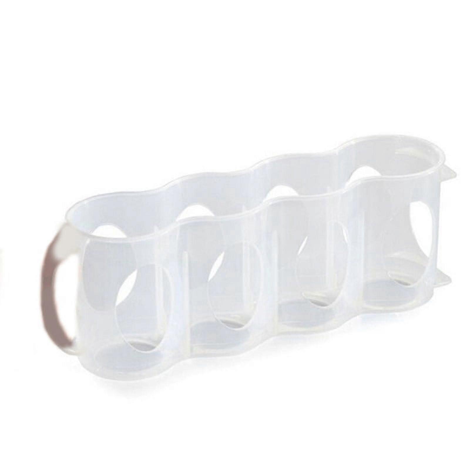 4 Compartments Refrigerator Beverage Can Storage Box Rack Transparent with Handles