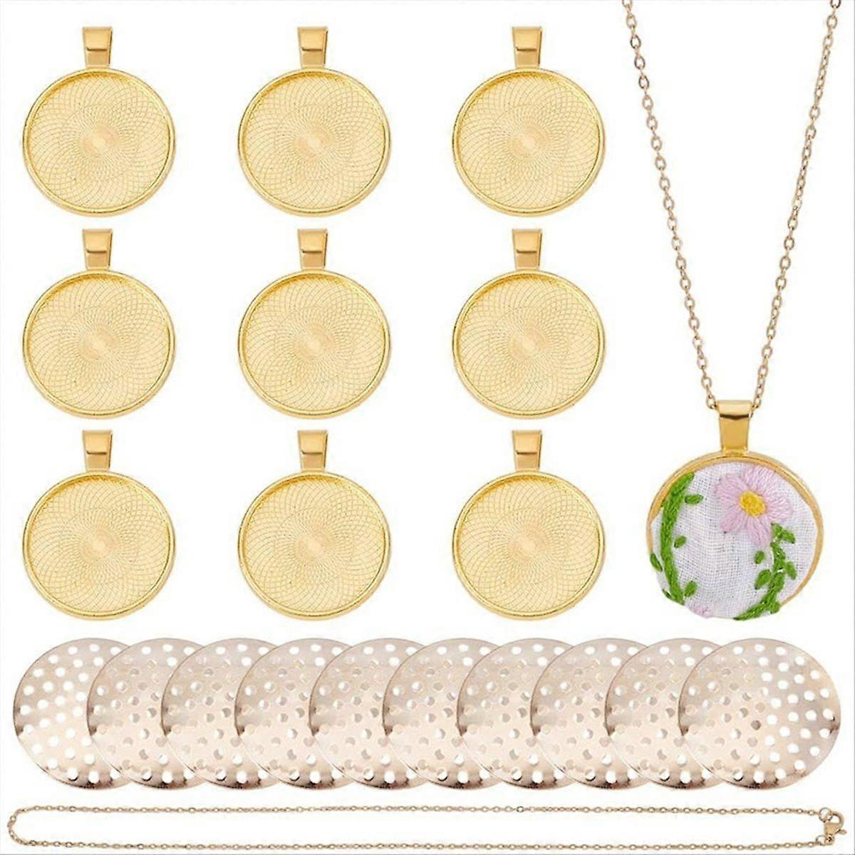 10 Pcs Round Bezel Pendant Trays, Cabochon Pendant Setting Bezel Blanks Setting Cabochon for Photo