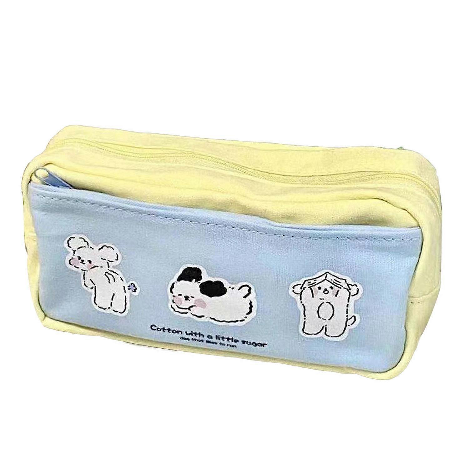 Large Pencil Case Multipurpose Cute High Capacity Multi Compartments Portable Canvas Pencil Pouch fo