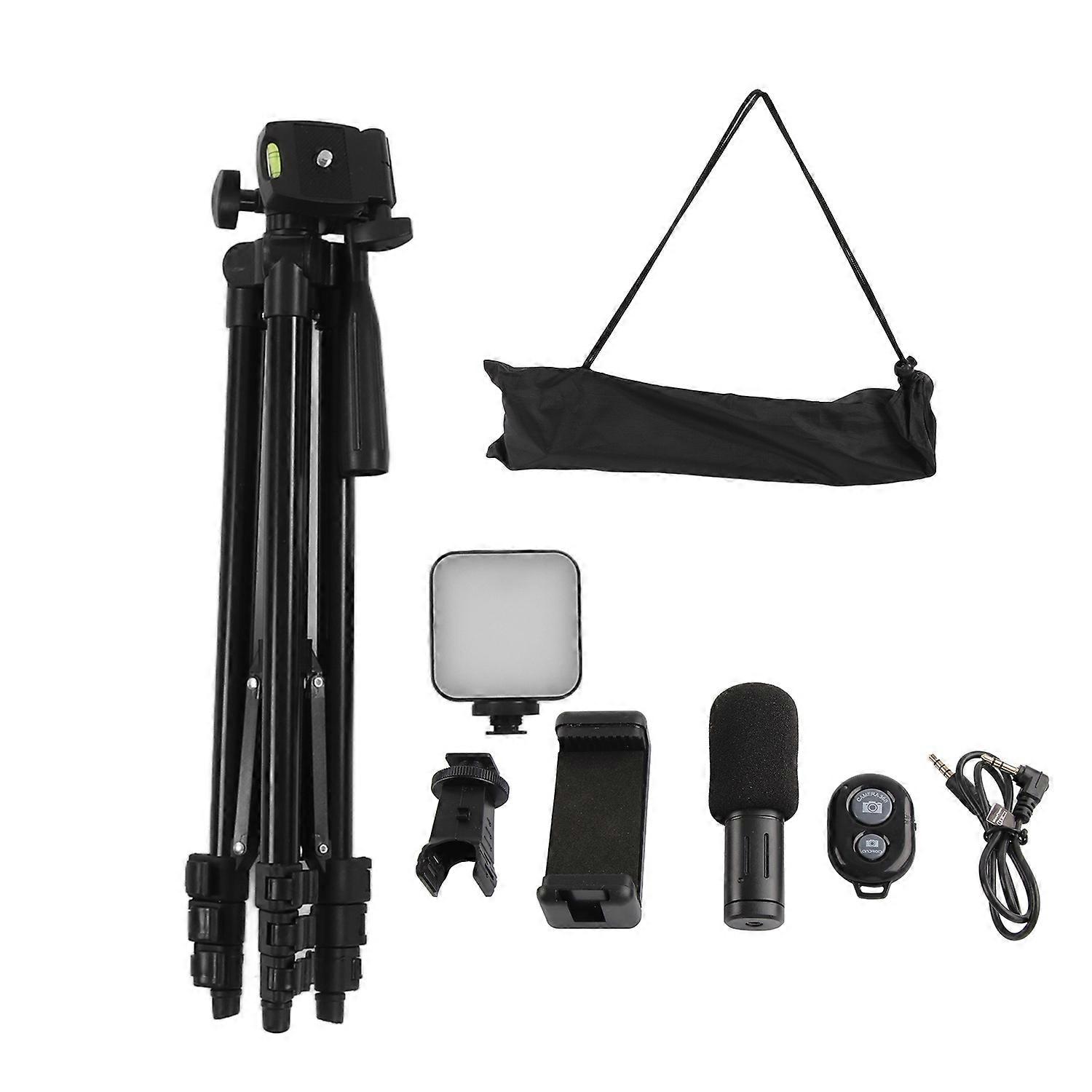 Video Recording Equipment with Tripod Mic LED Fill Light 360° Rotating Smartphone Vlogging Kit