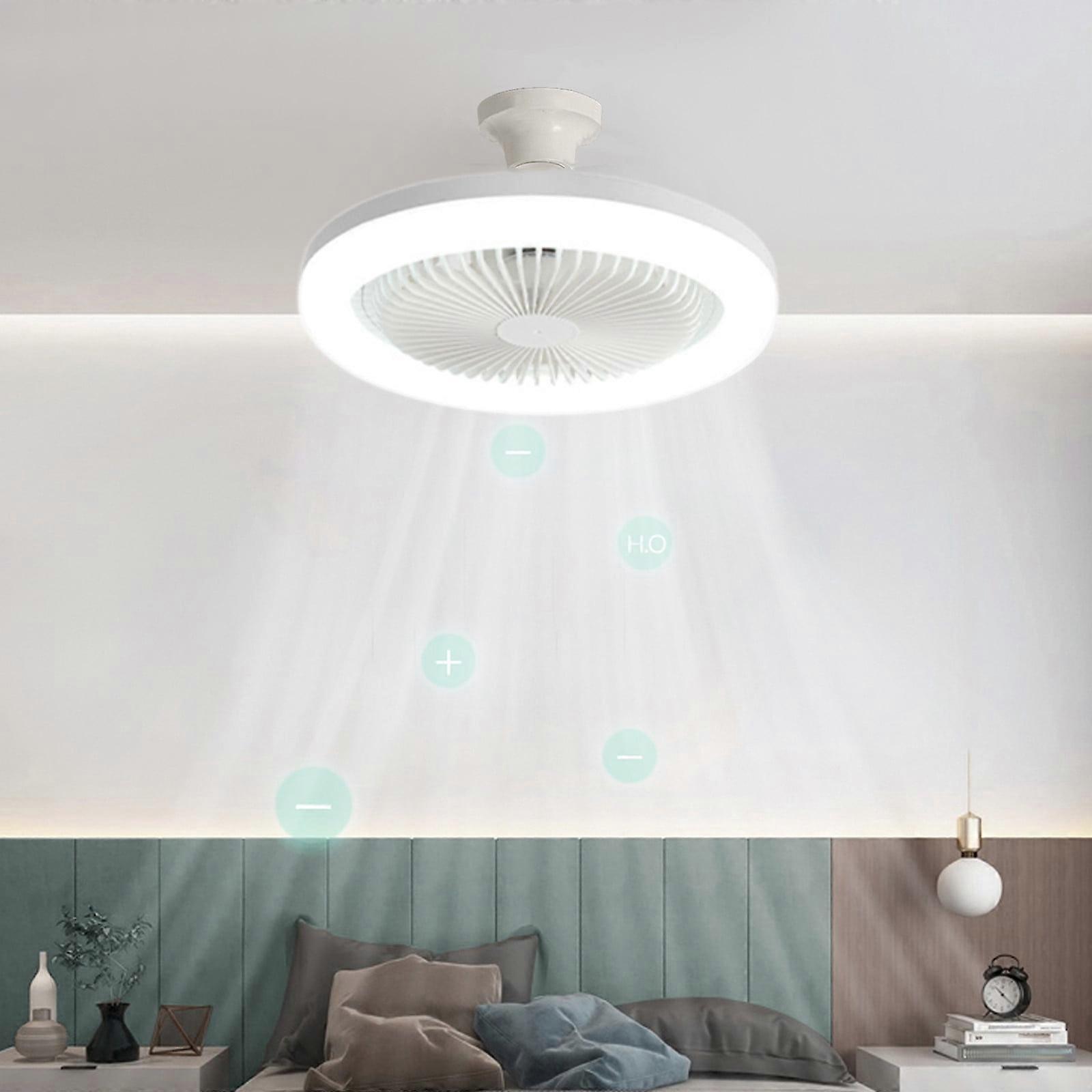 Gyedtr Ceiling Fan With Lights, Enclosed Low Fan Light, Ceiling Light With Fan, Hidden Electric Fan With E27 Lamp Holder Clearance