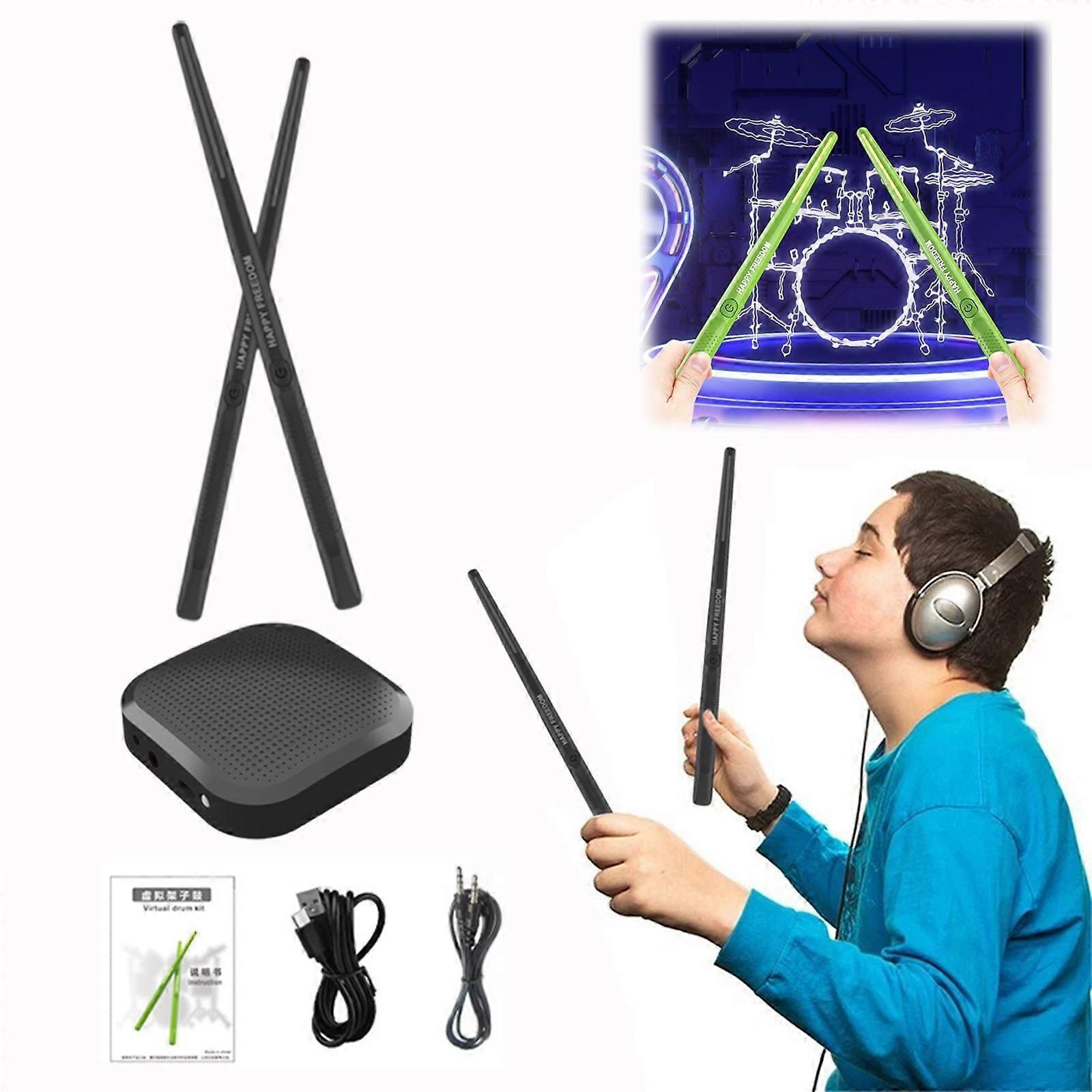 Electronic Drum Set Portable Drum Set 3D Motion Sensing Virtual Pocket Drum With 2 Drumsticks For Beginners Adults Kids