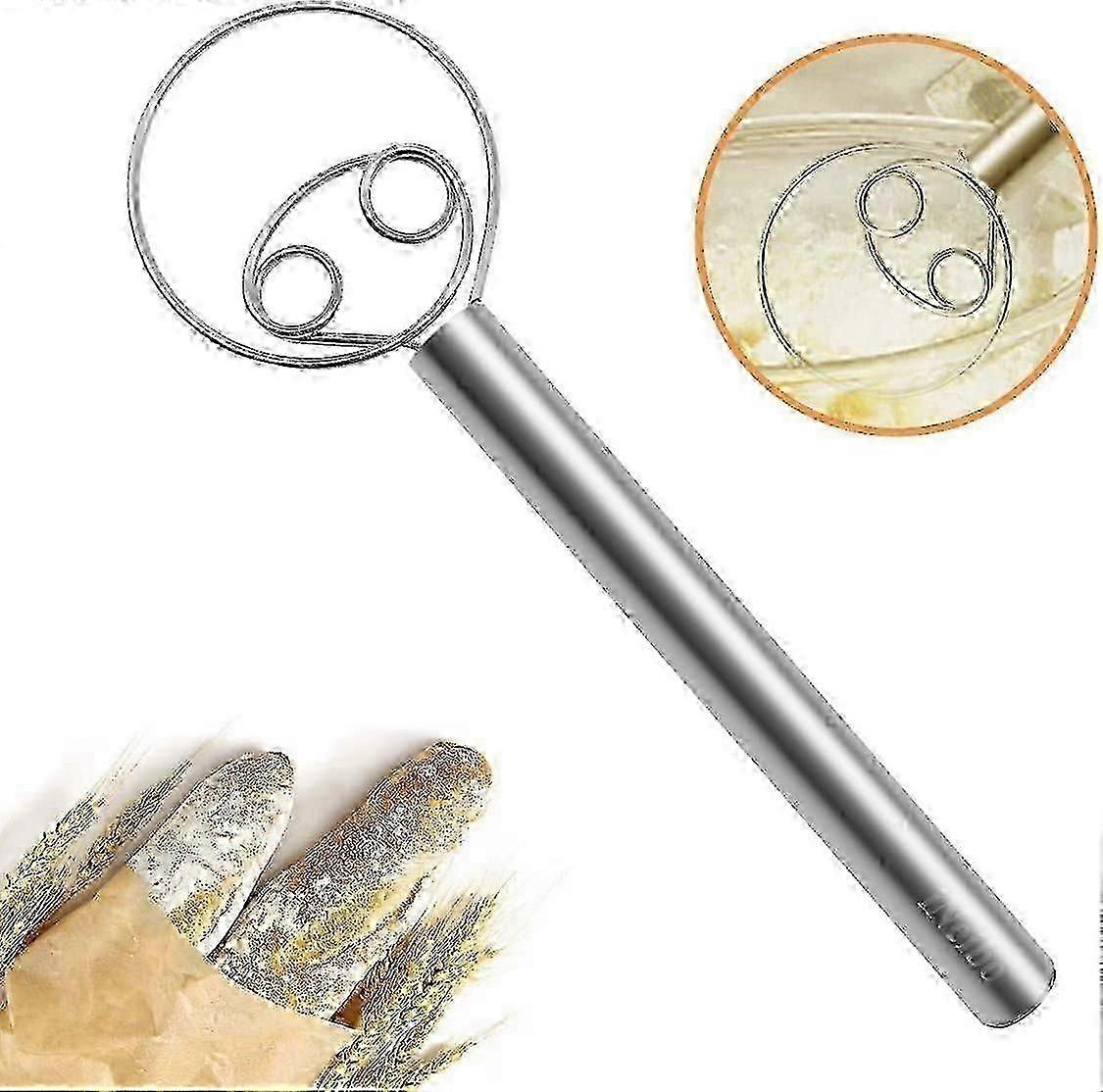 Dough Whisk Bread Mixer, Danish dough Whisk for Bread Making, Large Stainless Steel Dough Whisk Perfect for Baking Pastry or Pizza