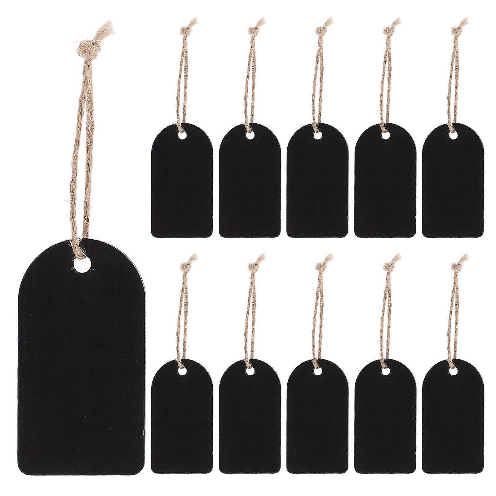 50 Sets Double-Sided Writable Mini Chalkboard Tags with String Wooden Hanging Blackboard Labels Hanging Mini Wooden Chalkboard Tags