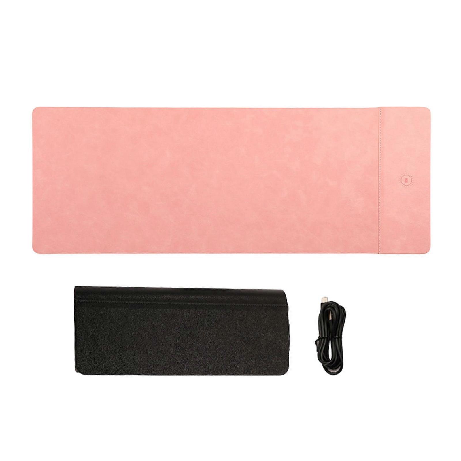 Large Scale Mousepad With 15W Fast Wireless Chargers PU Material And AntiSkid Base For Professional Use  Pink