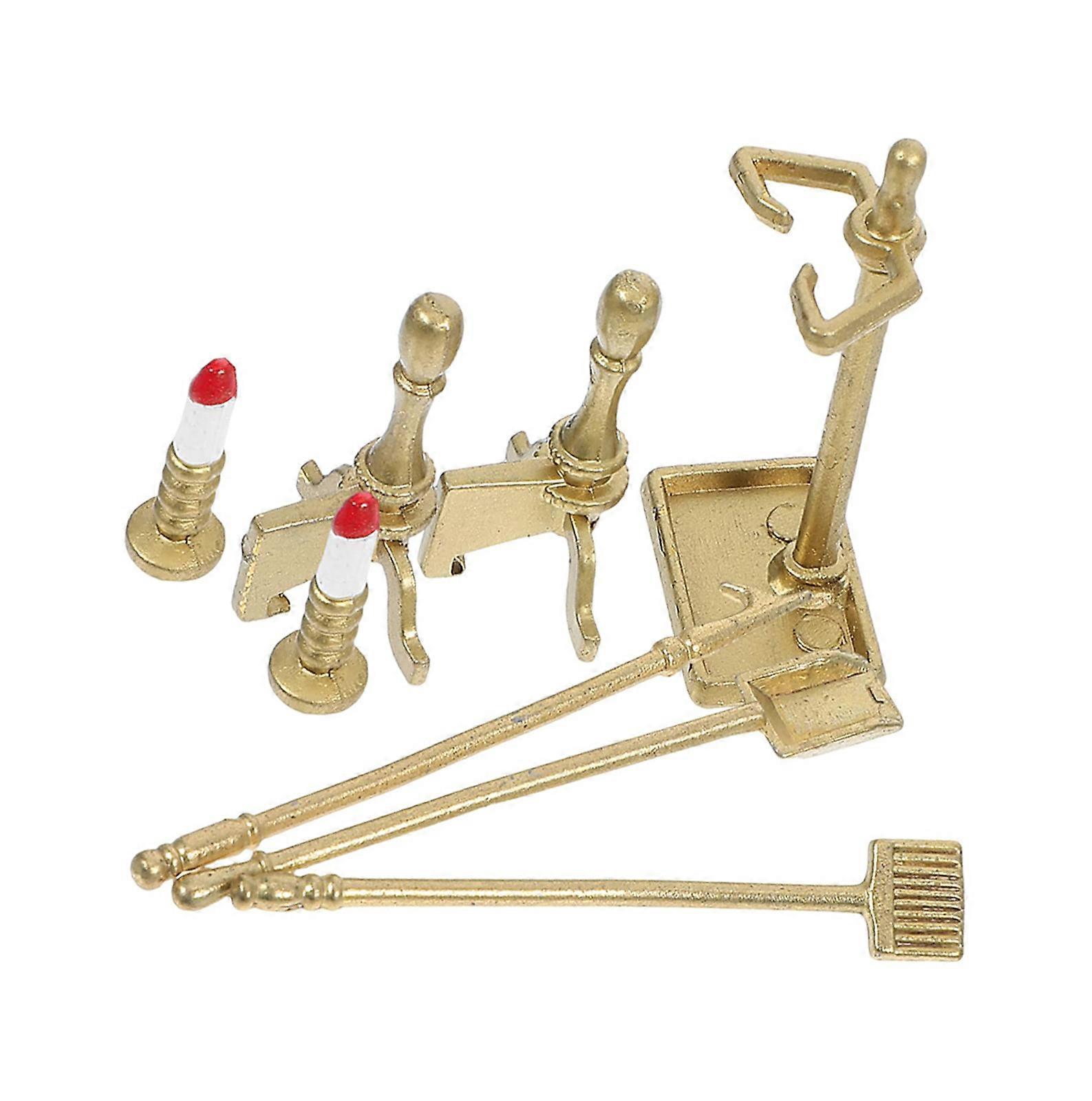 Realistic Fireplaces Miniature Display Shovel Role Play and Display for Dollhouses Enthusiasts, 1/12 Scale Home Scene Multicolor