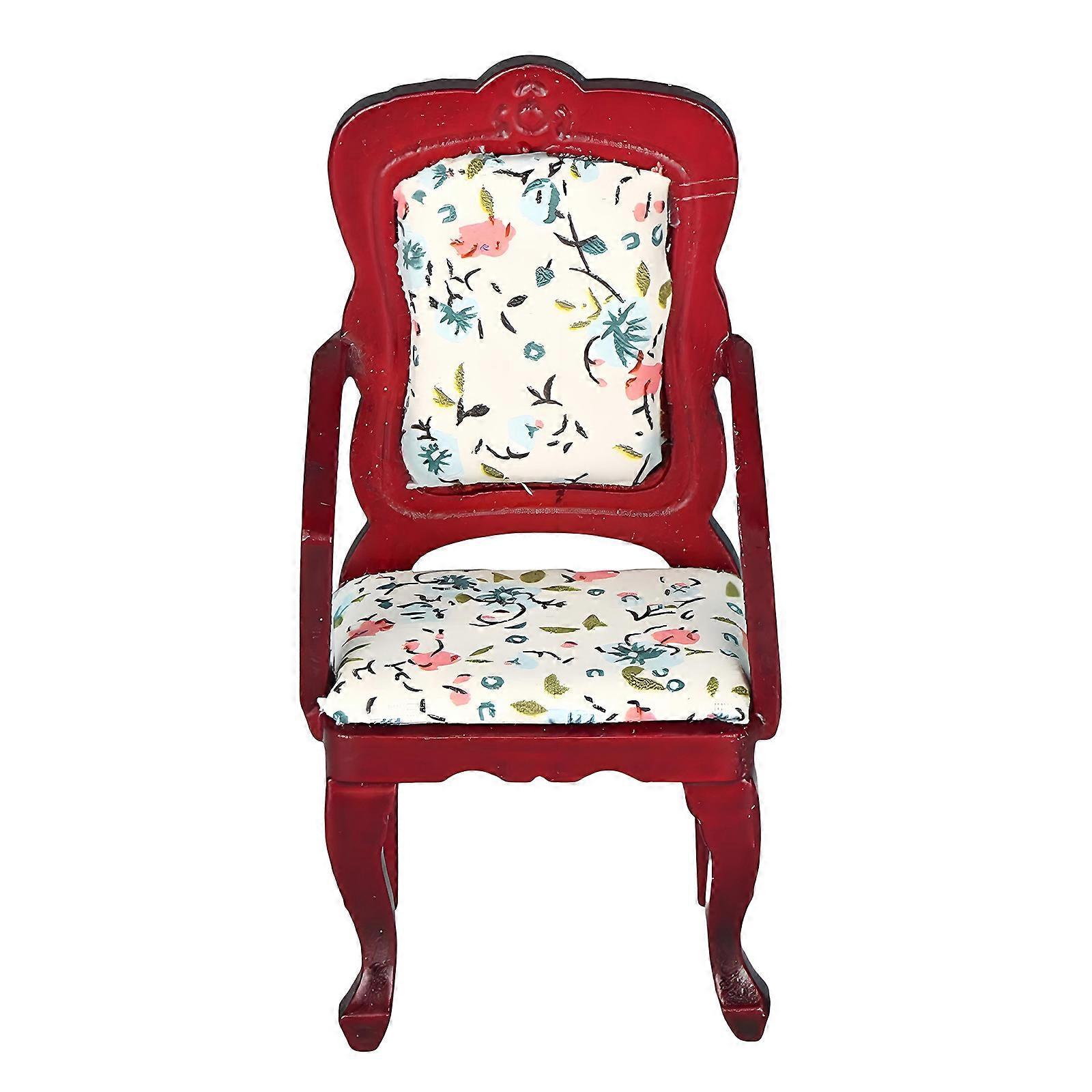 1 12 Miniature High Back Chair Accessory Friendly Wooden Construction Precise Scale For Collectible Displays Multicolor
