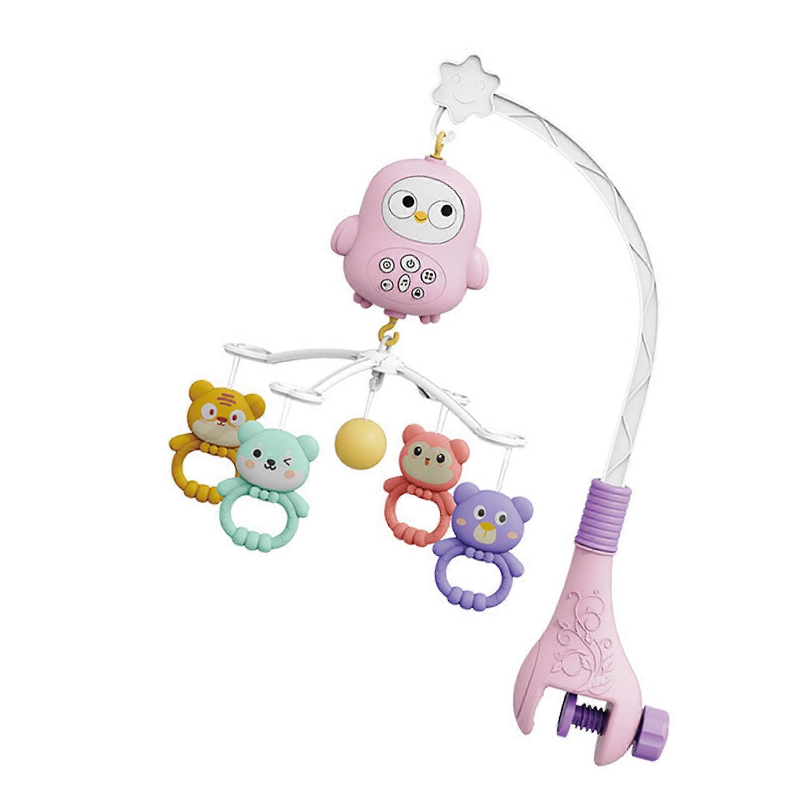 Baby Nursery Music Mobile Crib Hanging Toy with Soothing Melodies Rotating Rattle Visual Stimulation Teething Relief Toy  Red