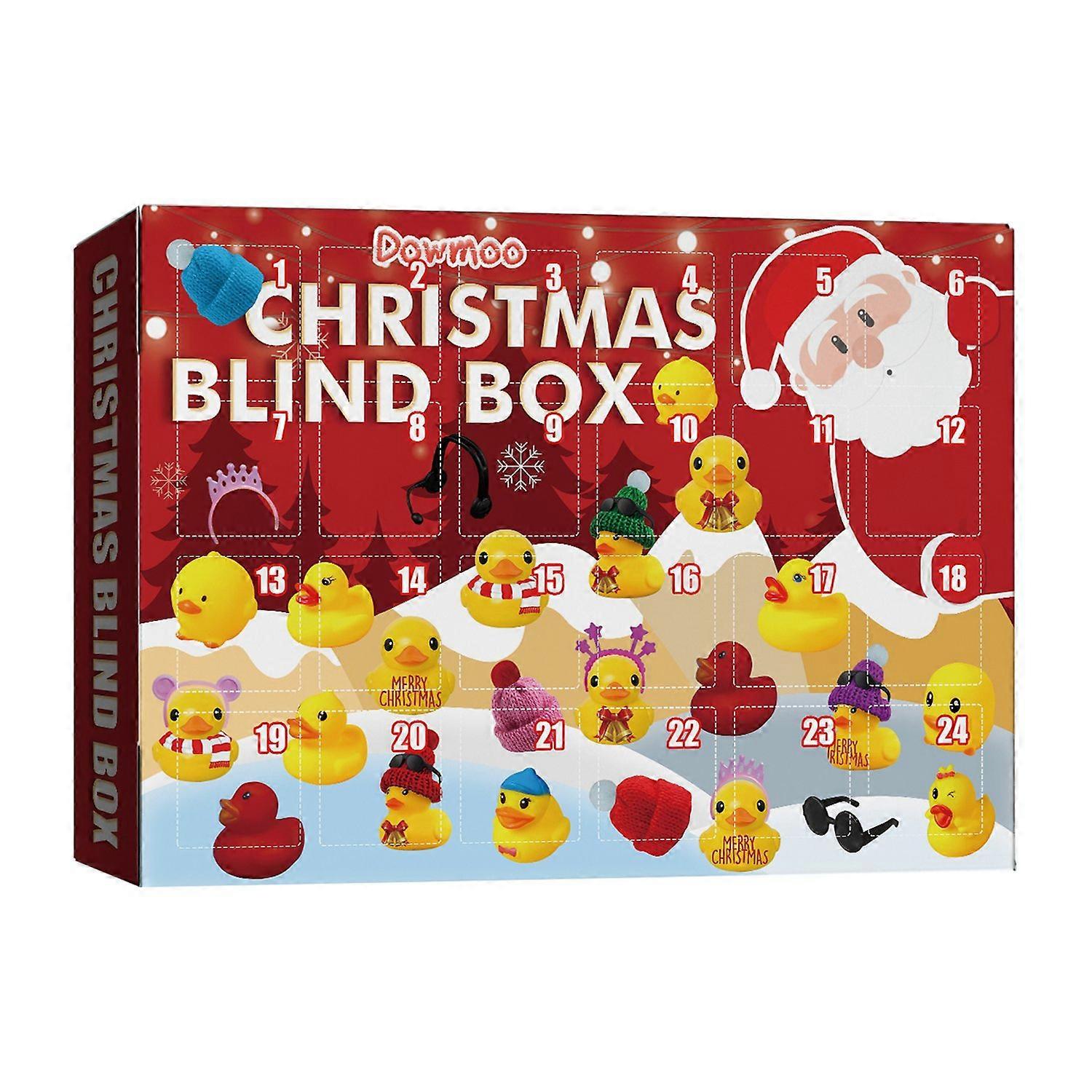 1-6PC DOWMOO Christmas Advent Calendar 24 Compartment Rubber Duck Blind Box Set Holiday Bath Toy Col