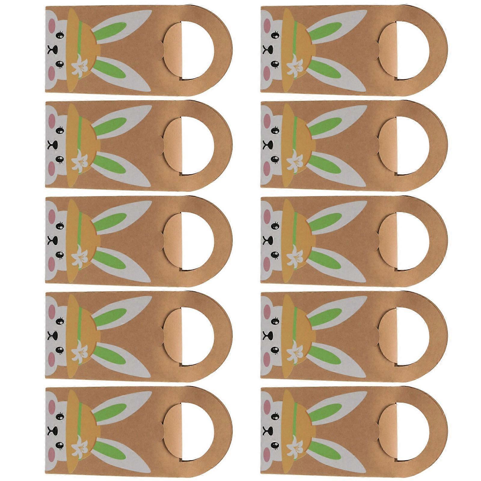 Pack of 10 Easters Rabbit Print Pattern Sturdy Paper Bags with Handle for Festival Gifts Wrapping and Party Supplies Multicolor