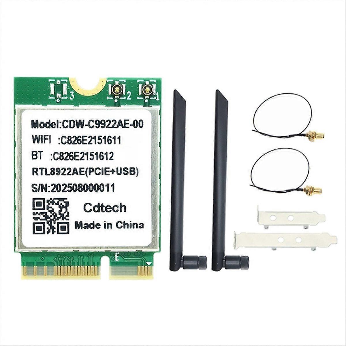 RTL8922AE WiFi7 Card 6338Mbps Tri-Band 2.4G/5G/6G Wireless WiFi Adapter Bluetooth5.4 M.2 for Win10/W