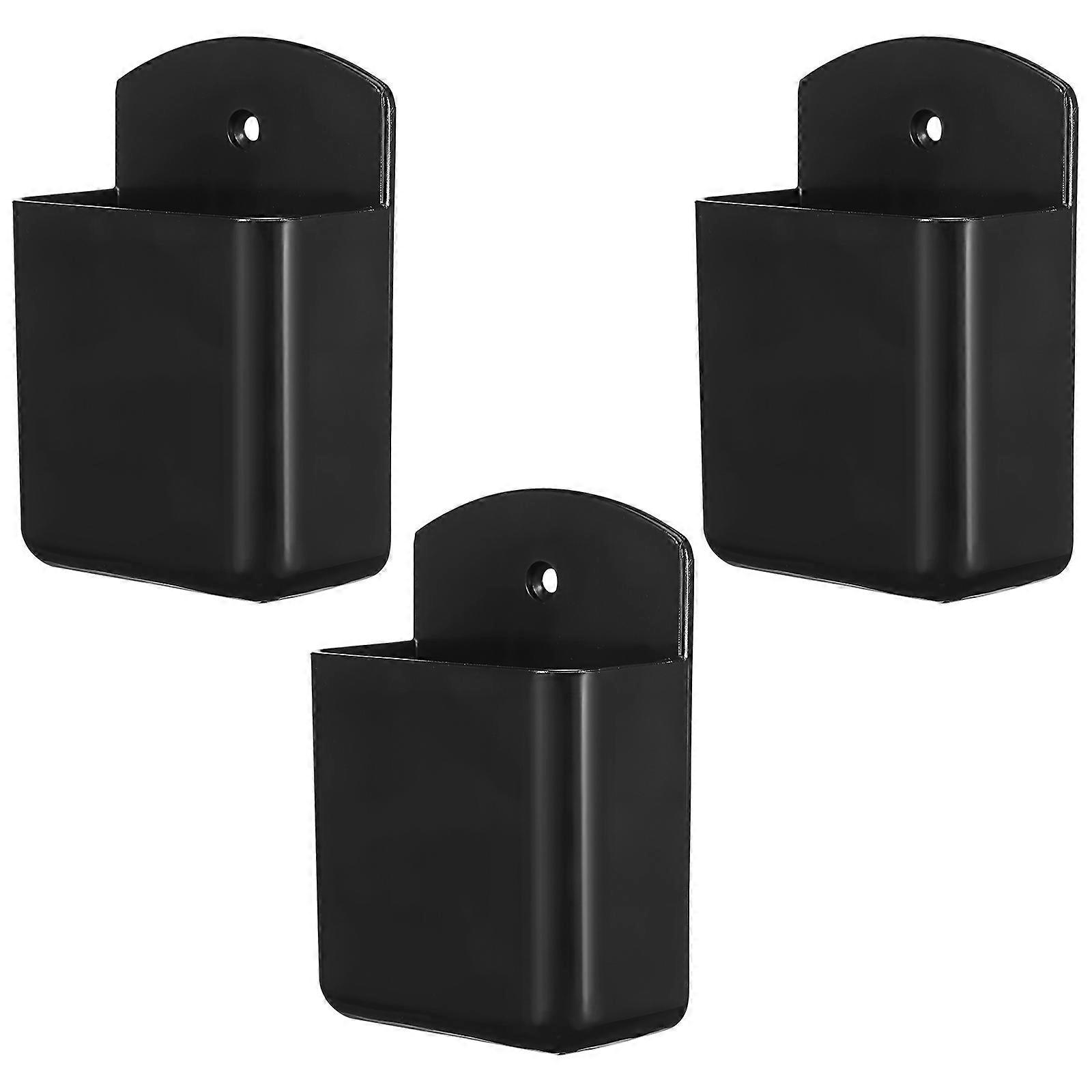 TV Remote Holder Wall Mounted for Storage 3Pcs Plastic Black