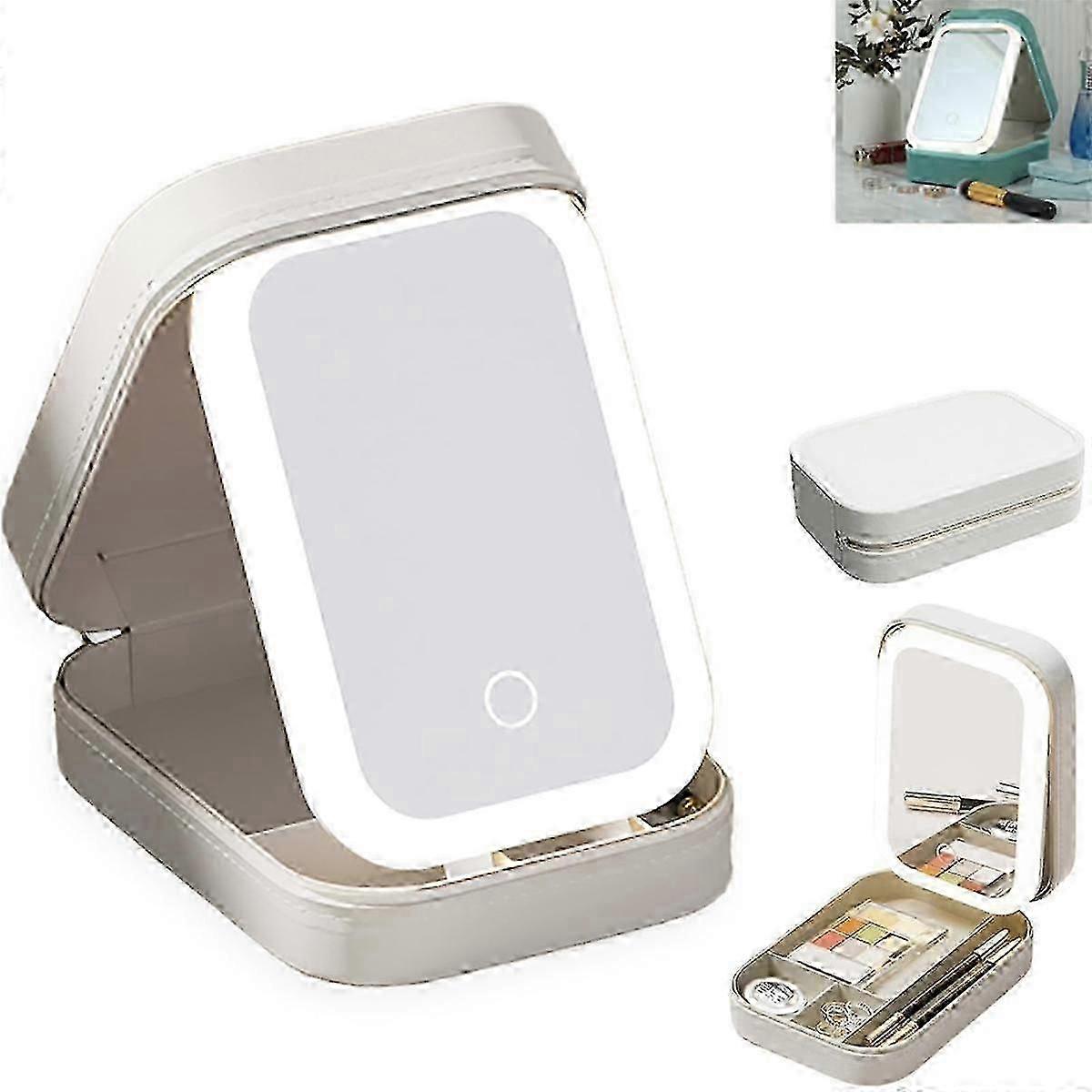 LED Three-Color Adjustable Makeup Mirror Adjustable Makeup Mirror with Lights Rechargeable Lighted