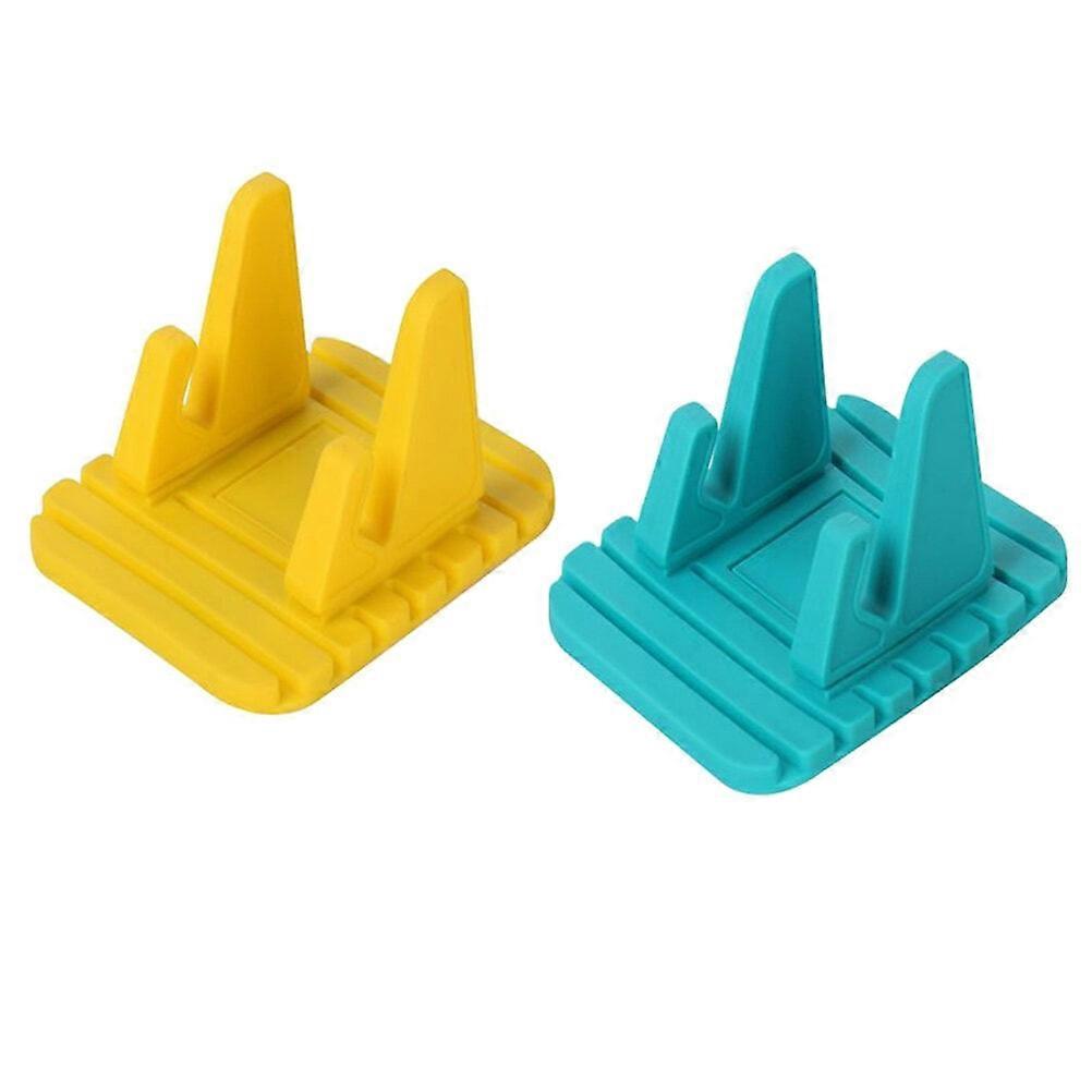 2pcs Multifunctional Car Phone Holder Compatible with GPS & Smartphones, Silicone Dashboard Stand Bracket for Mobile Navigation (Mixed Colors)