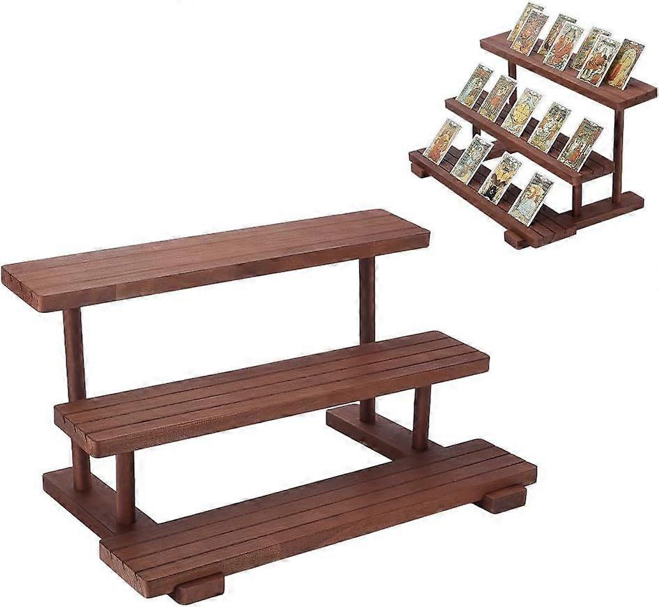 3-Tier Graded Card Display Stand for Psa Wooden Baseball Card Display Case Camel Sports Trading Cards Holder Trading Card Shelf for Cards Game Collect