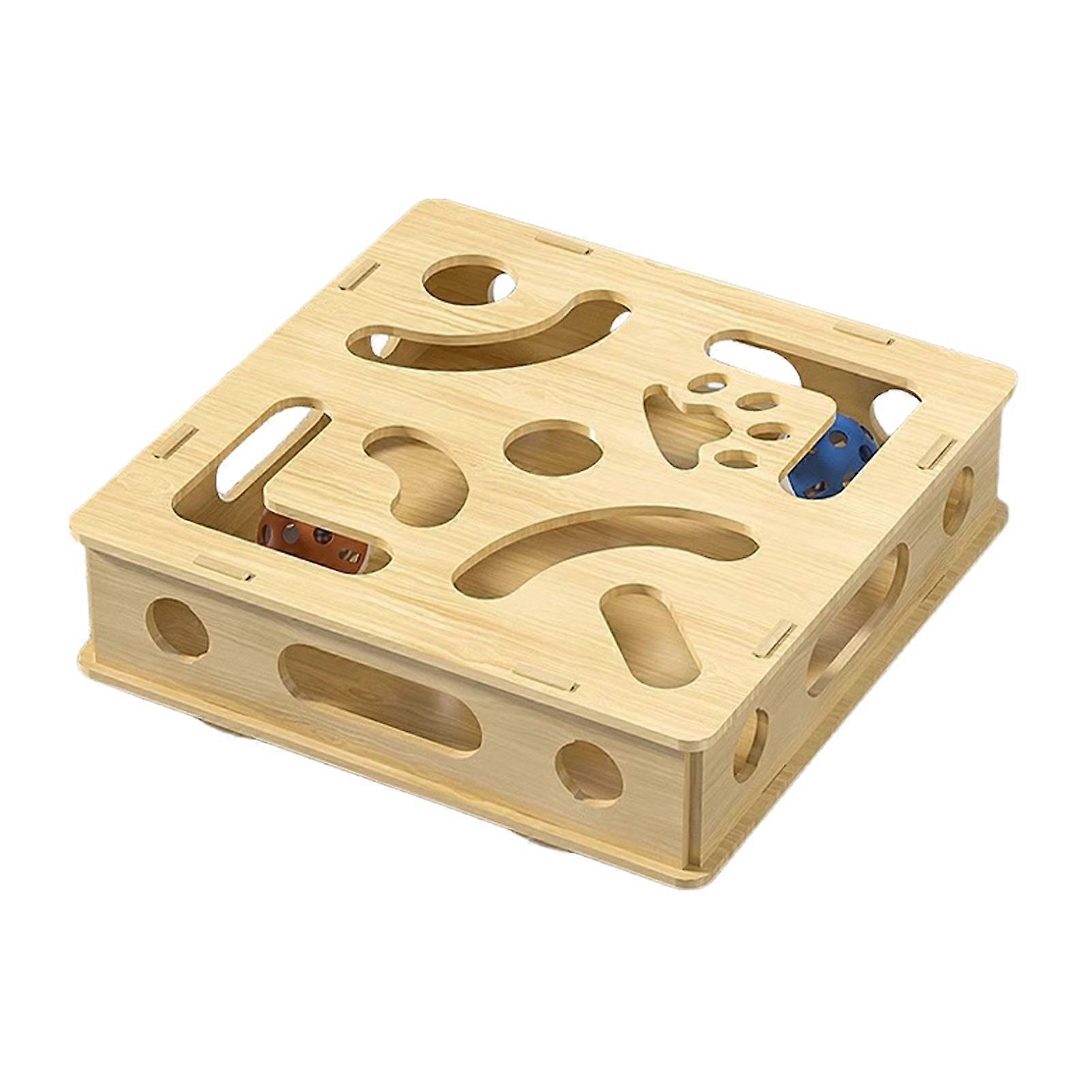 Cat Scratch Puzzle Box Interactive Enrichment Box Cat Nail File Self-Play Maze Box with Bell Balls
