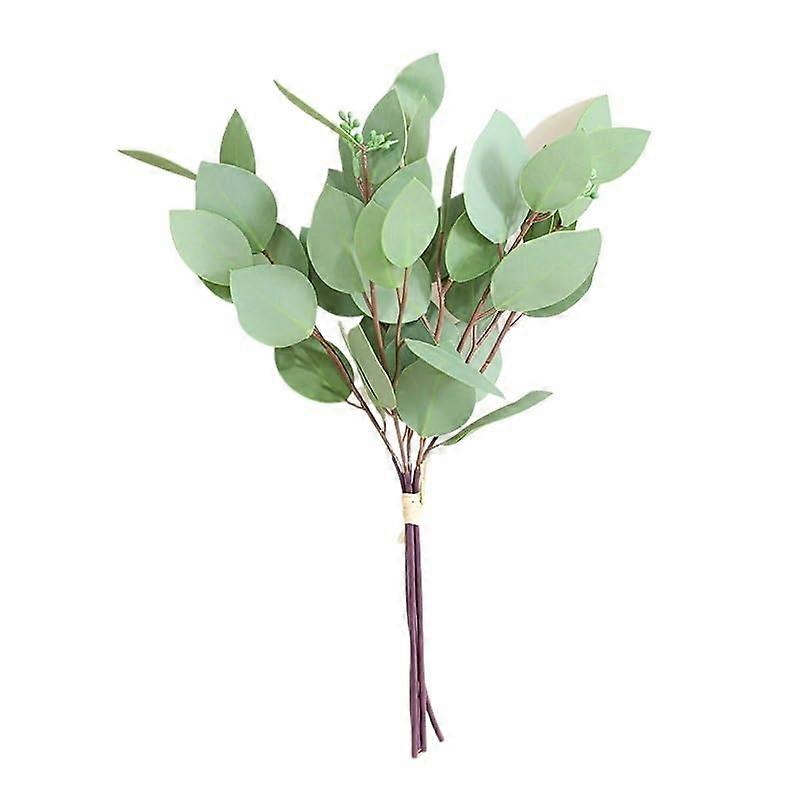 Artificial Eucalyptus and Willow Leaves Bundle with HeartShaped Green Foliage for Home Decoration
