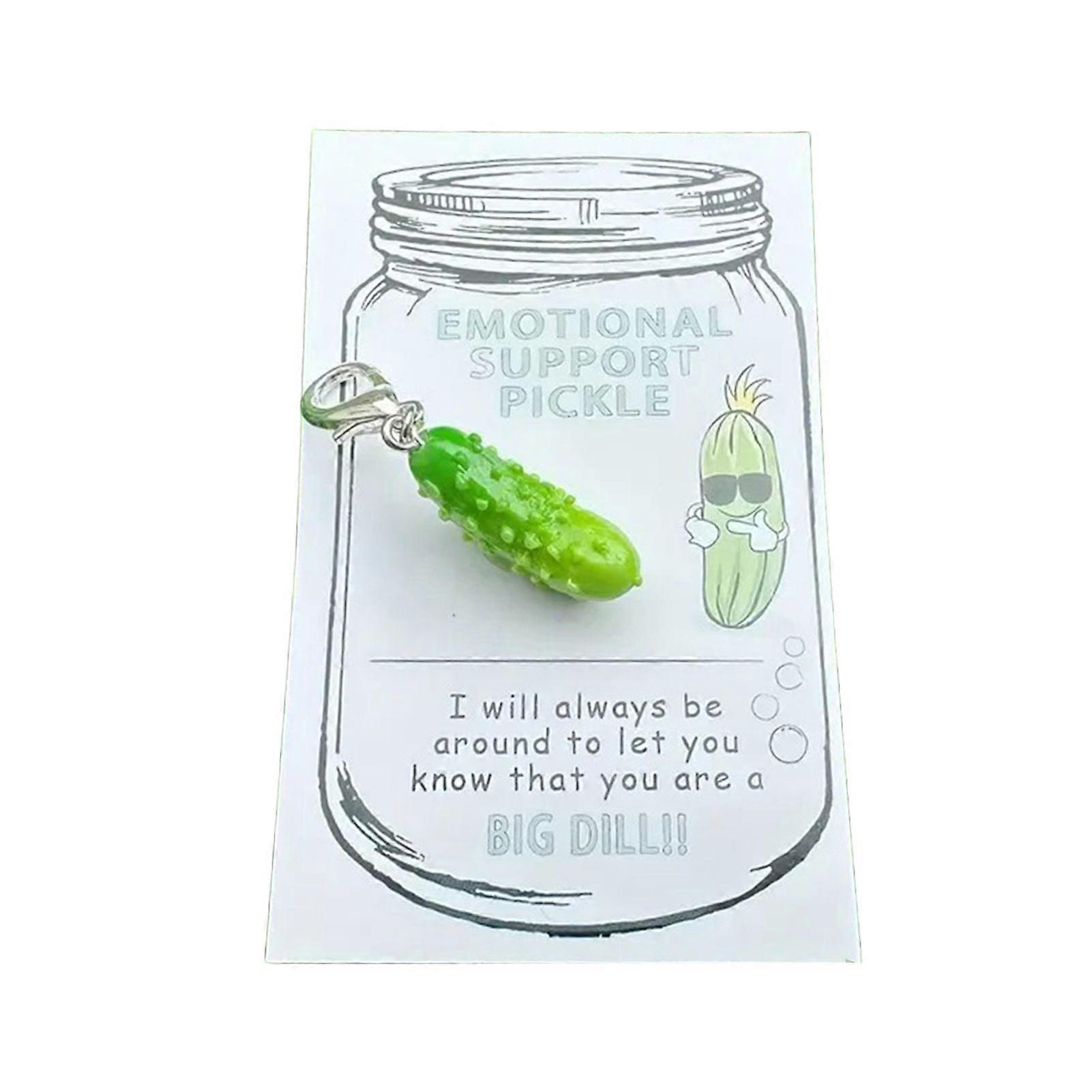 Jikaix 1/2/3Pcs Pickle Keychain Pickle Cucumber Keyring Bag Charm with Positive Card Backpack Accessory for Friends Family
