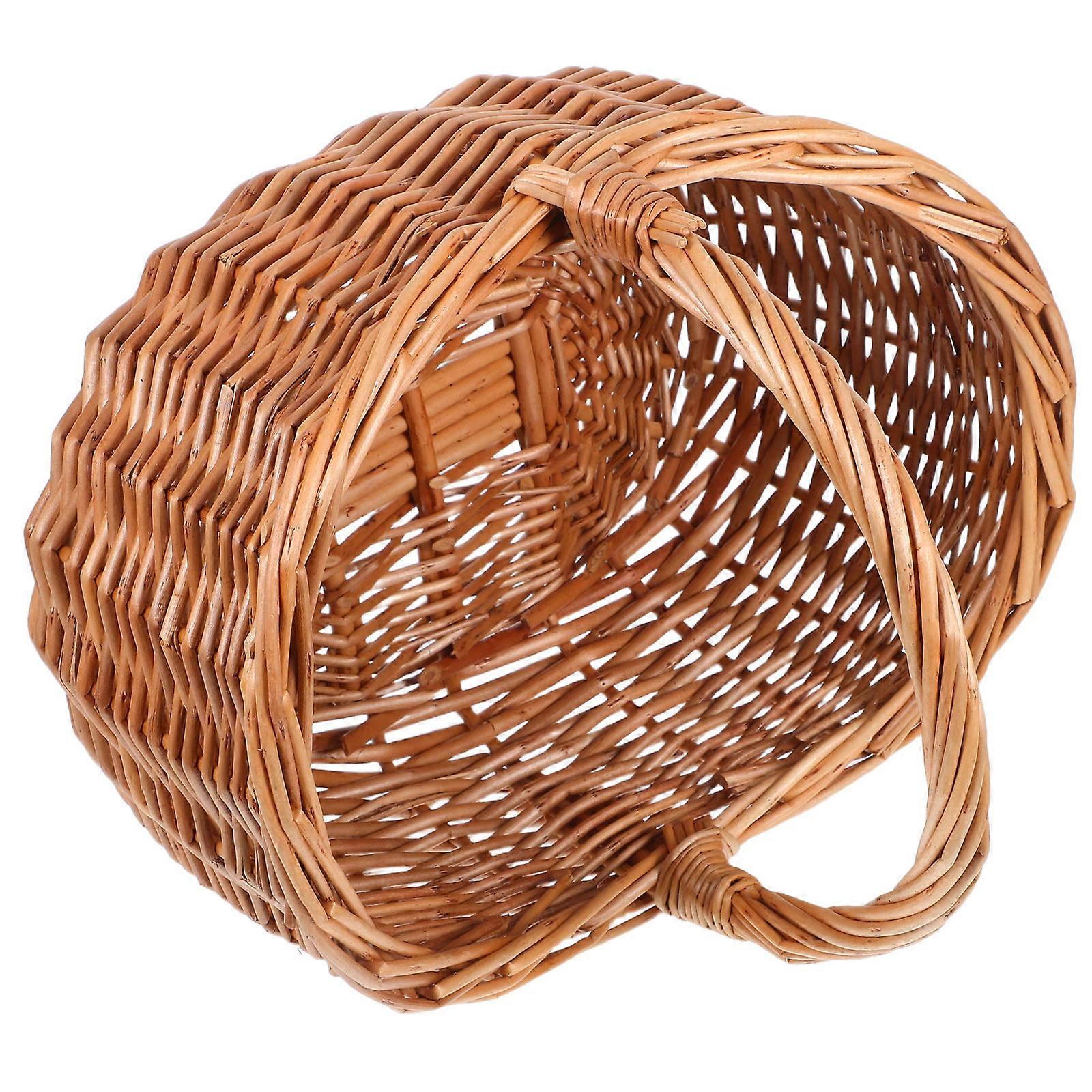 Handcrafted Willow Basket for Storage Rustic Wicker Picnic Basket with Handle