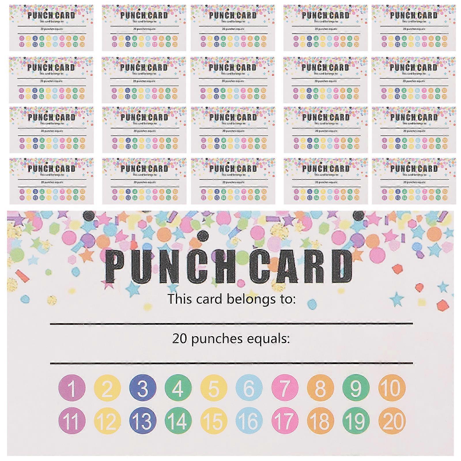 Reward Card Paper Punch Cards for Classroom Encouraging 50 Sheets