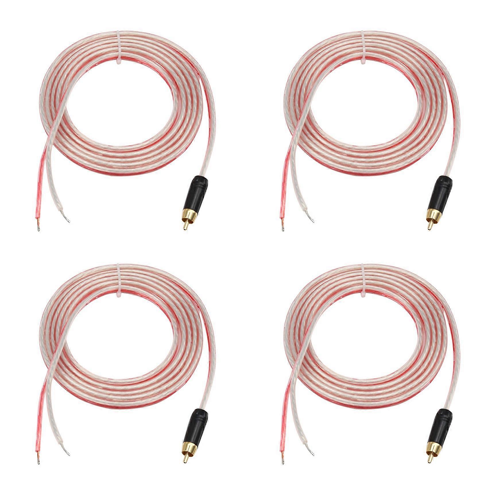 4X Replacement Repair Speaker Bare Wire Cable 5Ft with RCA Plug to Stripped Ends