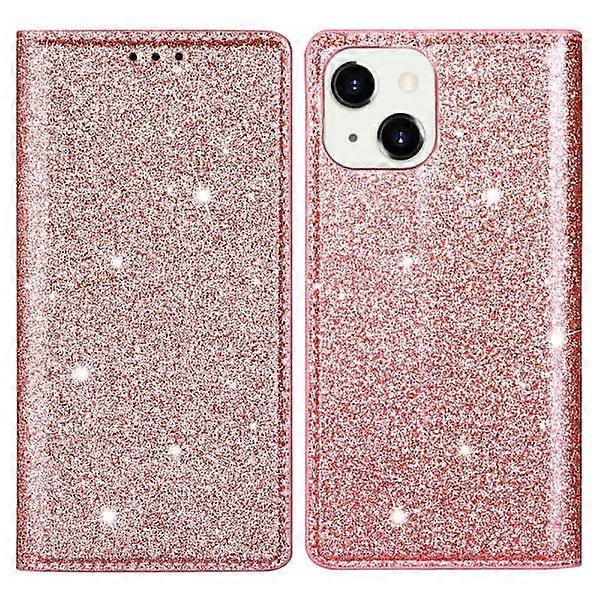 Glitter Wallet Case compatible with iPhone 13 Rose Gold
