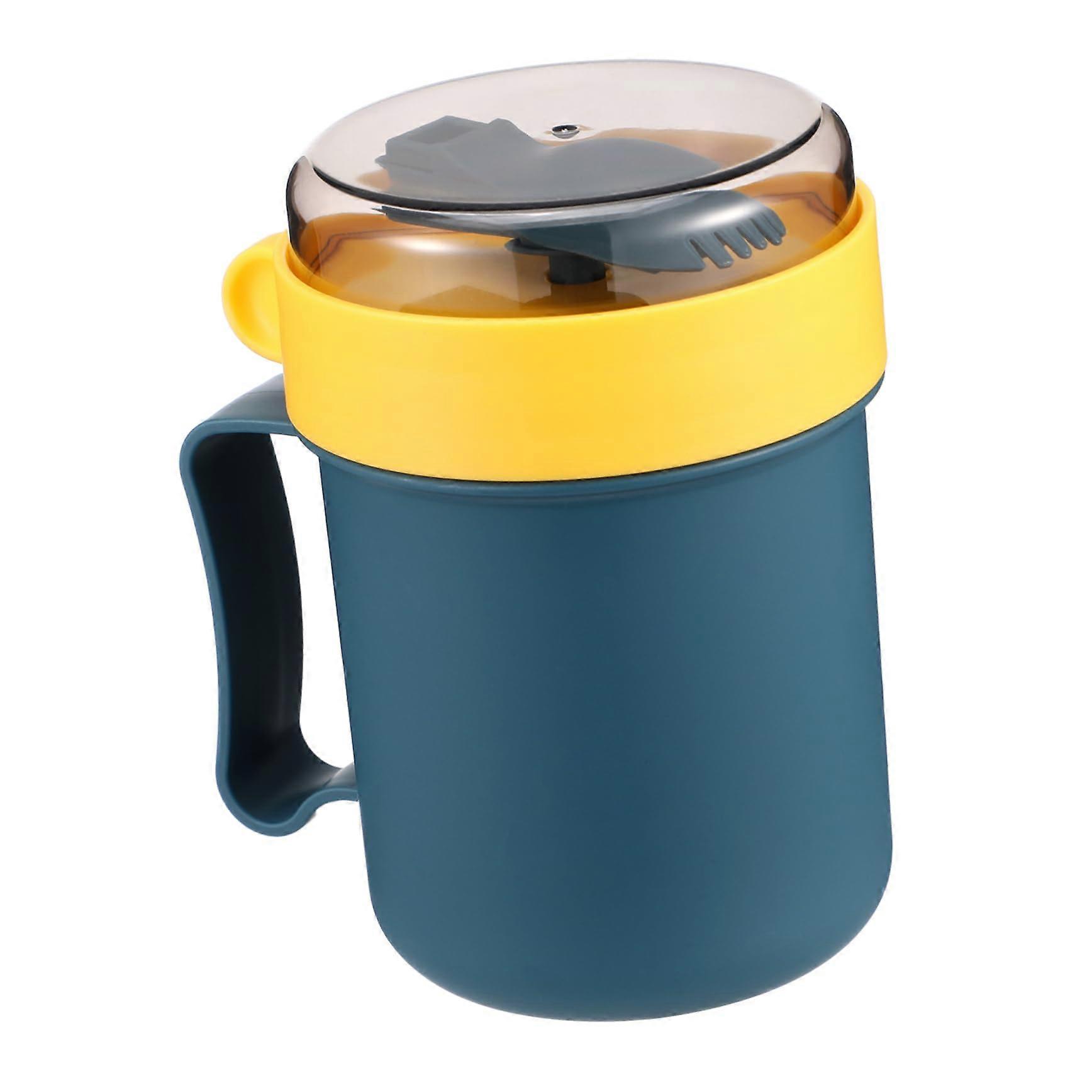 Microwave Safe Bowl with Lid and Handle for Oatmeal or Soup, 12oz Spillproof Travel Mug with Spoon