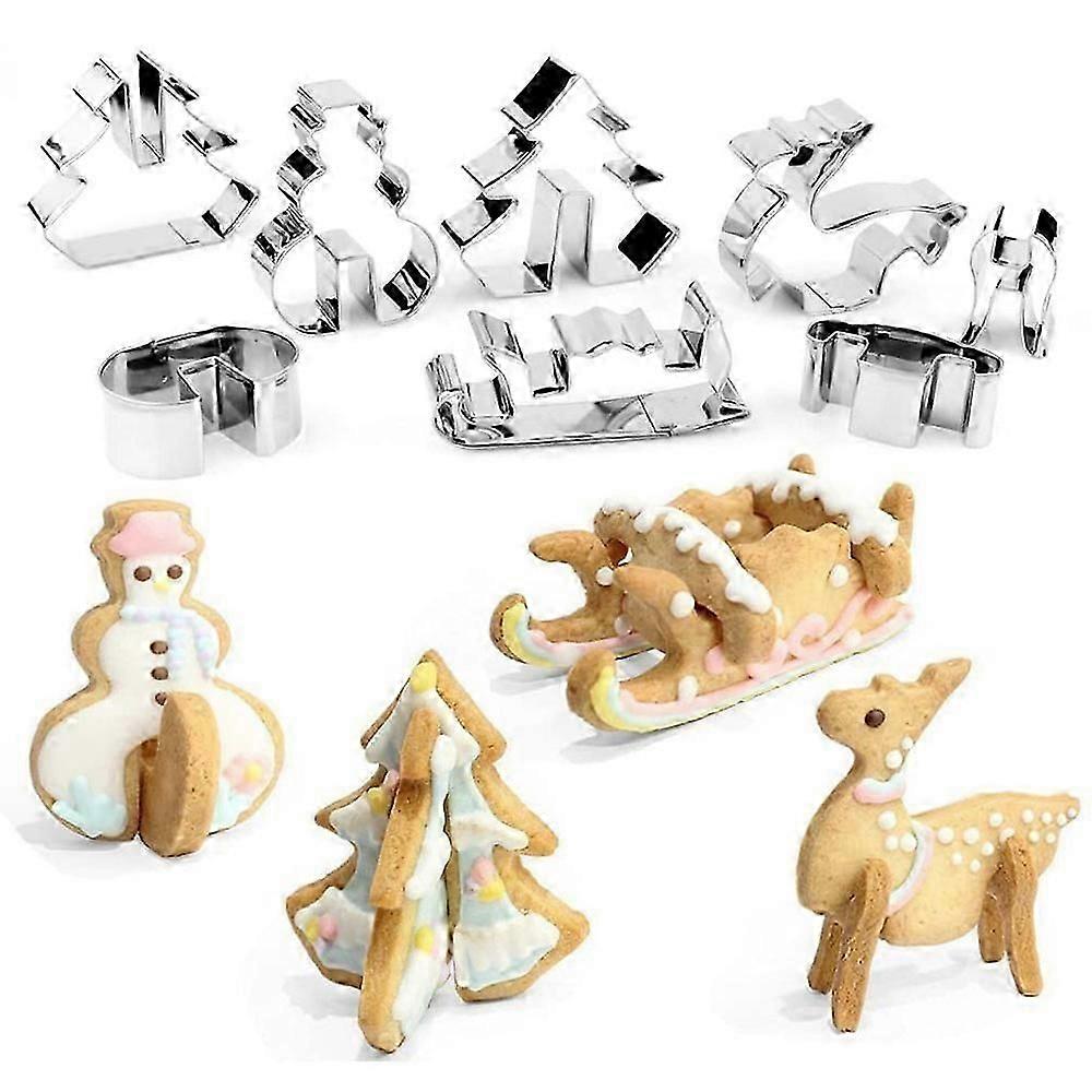Christmas Stainless Steel 3D Cookie Cutters Set