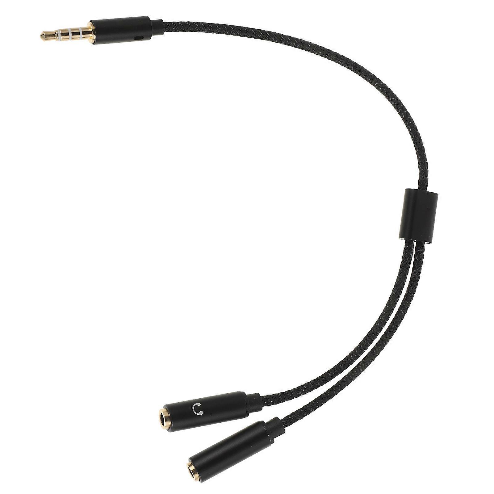 Headphone Microphone Splitter Audio Cable for Microphone Use Black