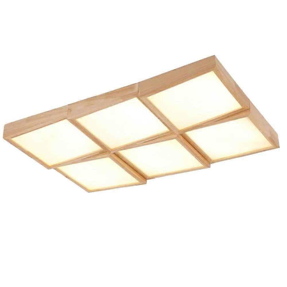 Modern Wooden LED Ceiling Light, 75cm Flush Mount Acrylic Lamp, Triple Color Modes, 85% Energy Saving