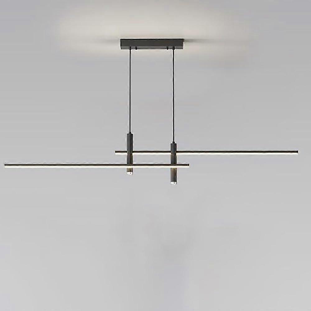 LED Pendant Light, Dimmable Linear Modern Chandelier with Adjustable Color Temperature, Nordic Design, Black 90cm