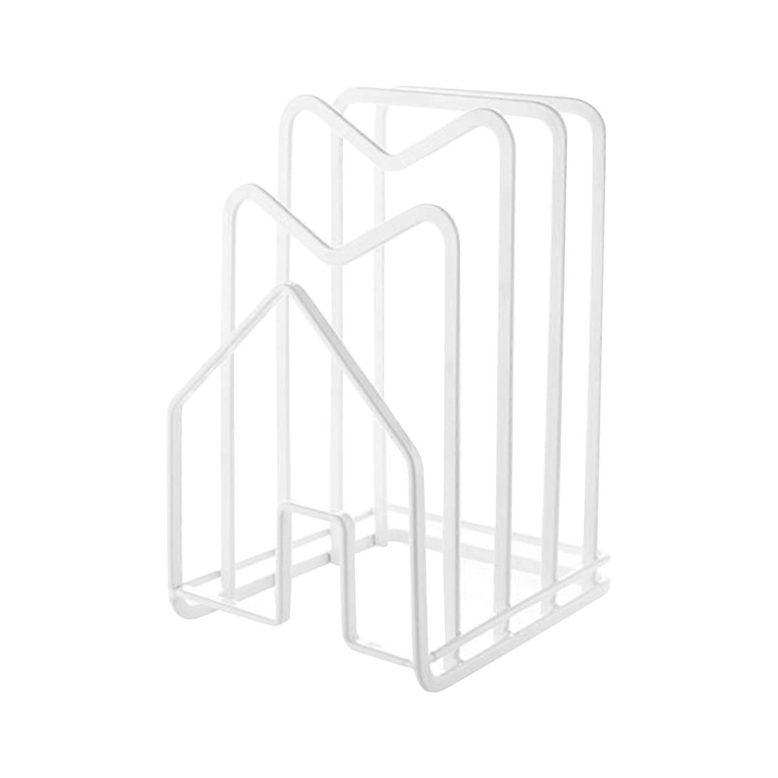 Pot Lid Organizer and Cutting Board Holder MultiPurpose SpaceSaving Metal Rack for Kitchen Cabinet Countertop White