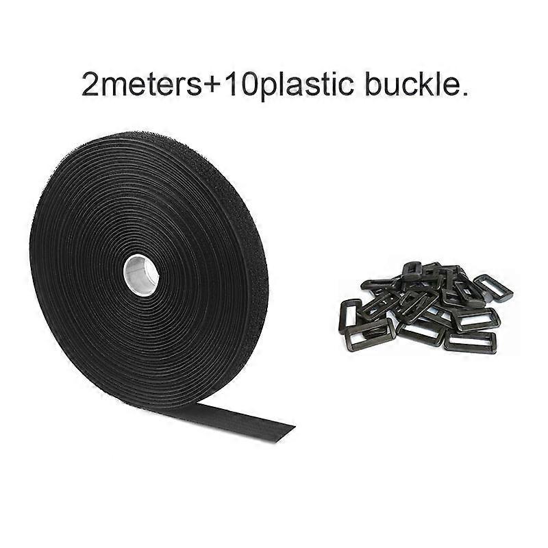 Adjustable Self Adhesive Fastening Hook Loop Straps Sets With Buckles Free Cut Length Cord Straps for Sewing and Cable Wire Mana