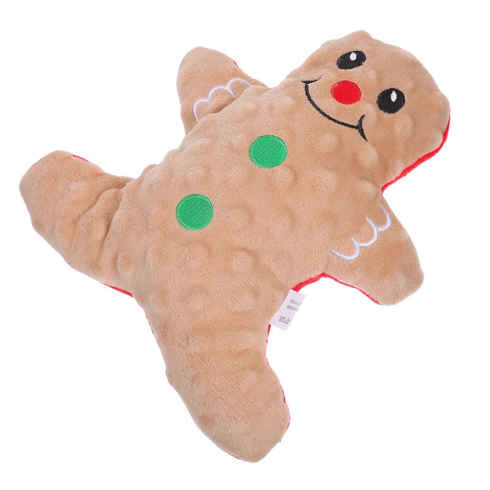 Christmas Dog Toy Gingerbread Man Interactive Squeaky Chew Toy