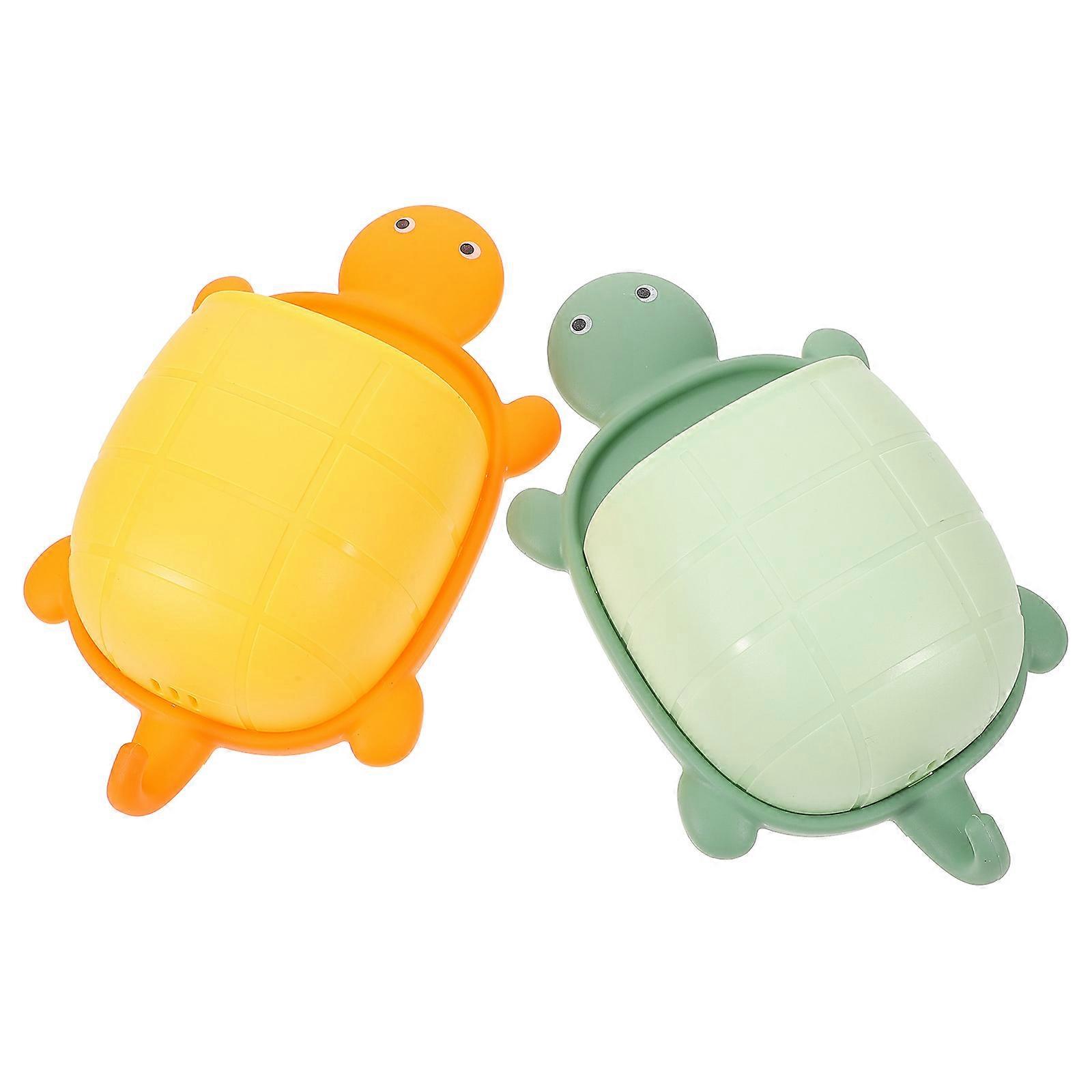Toothbrush Holder Wall-Mounted Cartoon Turtle Stand for 2Pcs Use