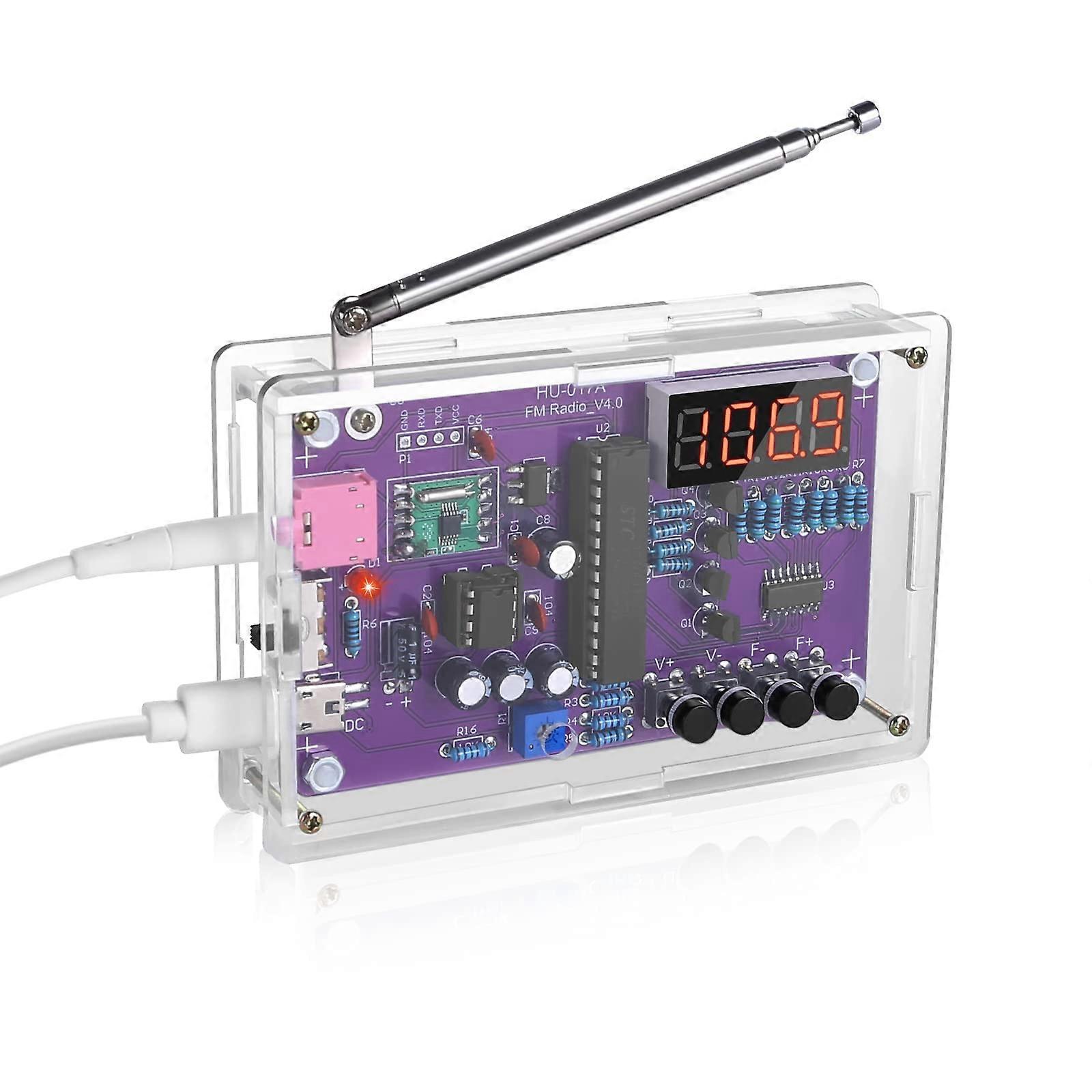 FM Radio Soldering Kits Portable 87108MHz LED Display 3.5mm Headphone Jack Soldering Practice Kit STEM Education