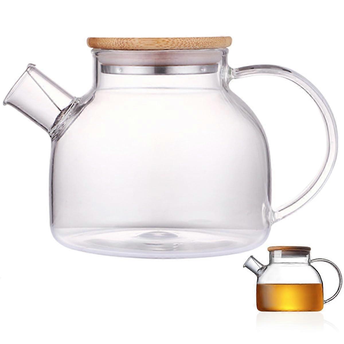 Glass Water Pitcher with Lid, Heat Resistant Borosilicate Jug for Tea, Juice and Iced Drinks