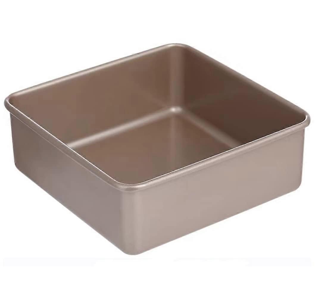 8 x 8 x 3 Inch Square Cake Pan, Deep Nonstick Brownie Pan with Heavy Duty Design, Champagne Gold