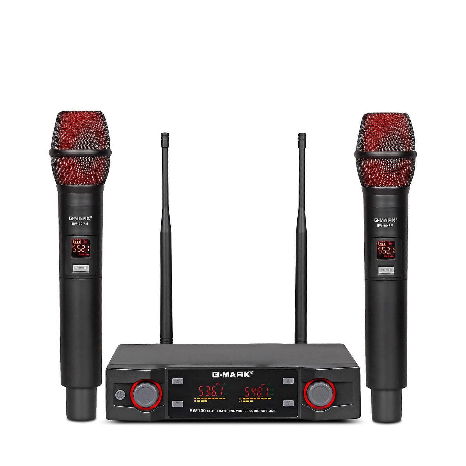 Wireless Microphone System Dual UHF Handheld Mics 200ft Range Clear Voice for Karaoke and Events