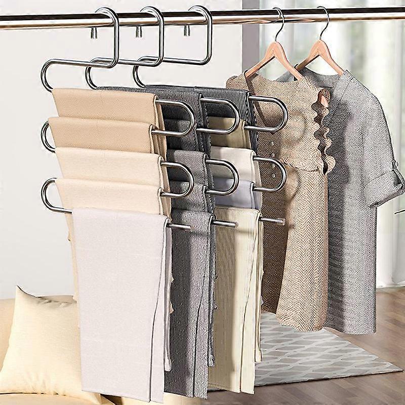 5 Layers Multi-functional Clothes Hangers Non-slip Pant Storage Rack Cloth Rack With Multiple Functions For Hanging And Storage