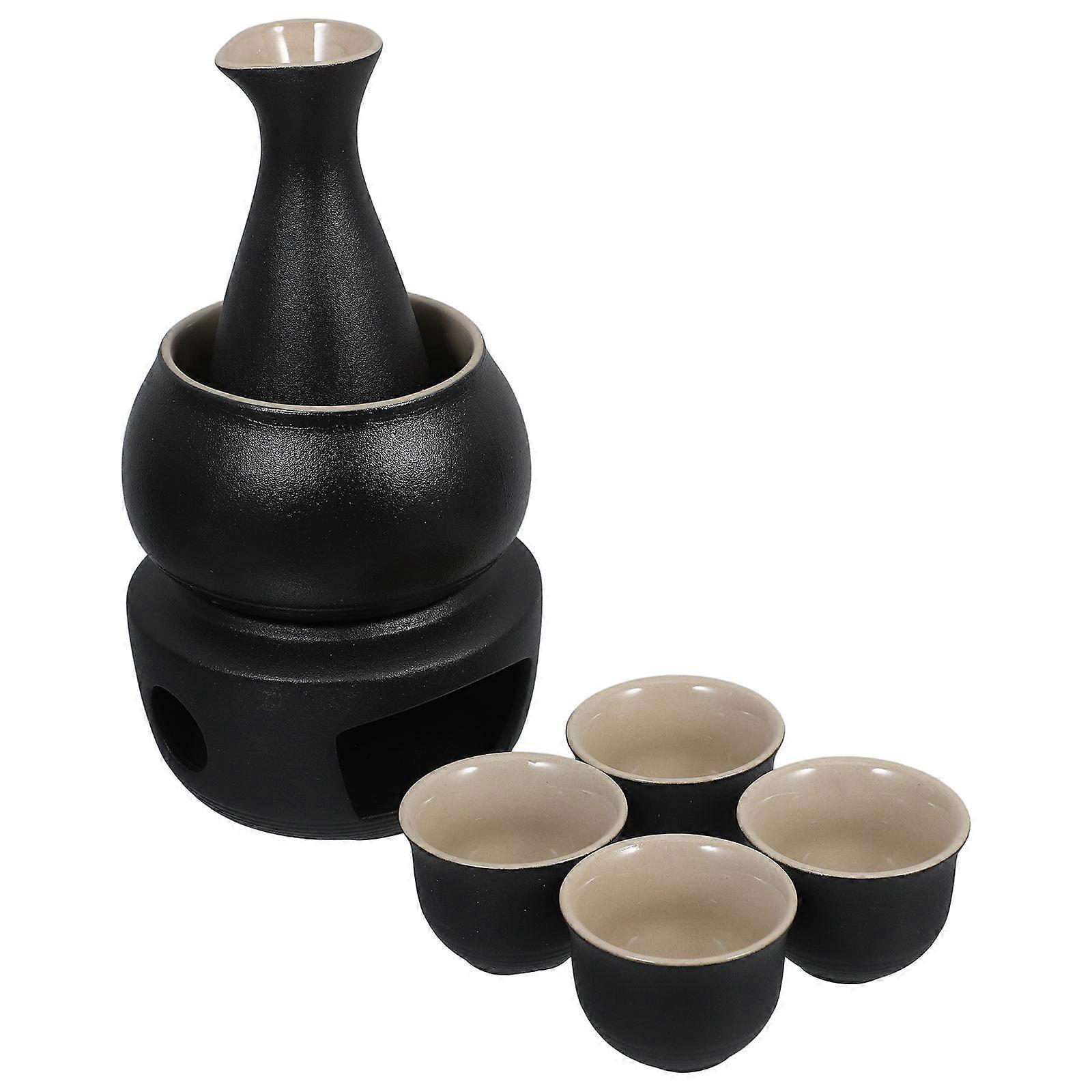 Japanese Ceramic Sake Serving for Warming 1Set Black