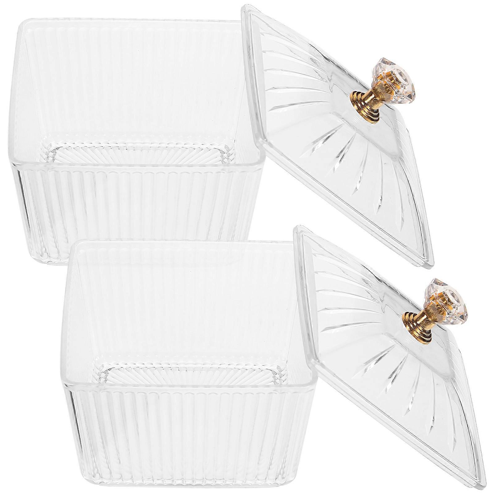 Serving Tray With Lid Candy Jars For Kitchen Storage 3.54X3.54X2.95in Dustproof 2Pack