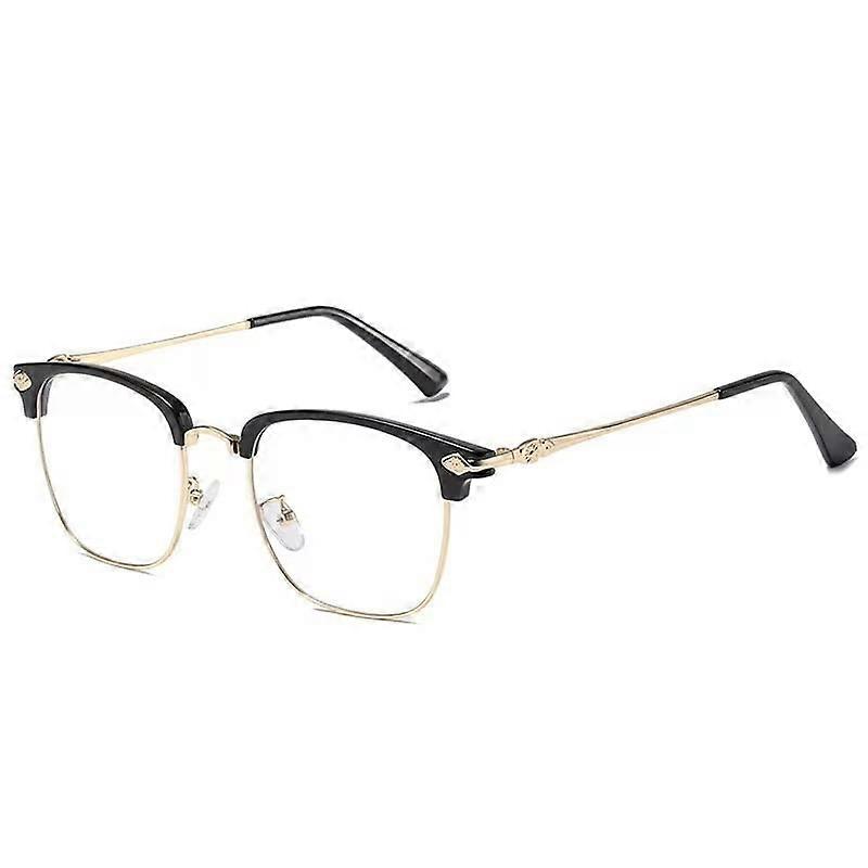 Blue Light Blocking Computer Reading Glasses +2.50 Black Gold Anti Glare Oversized Stylish Frame
