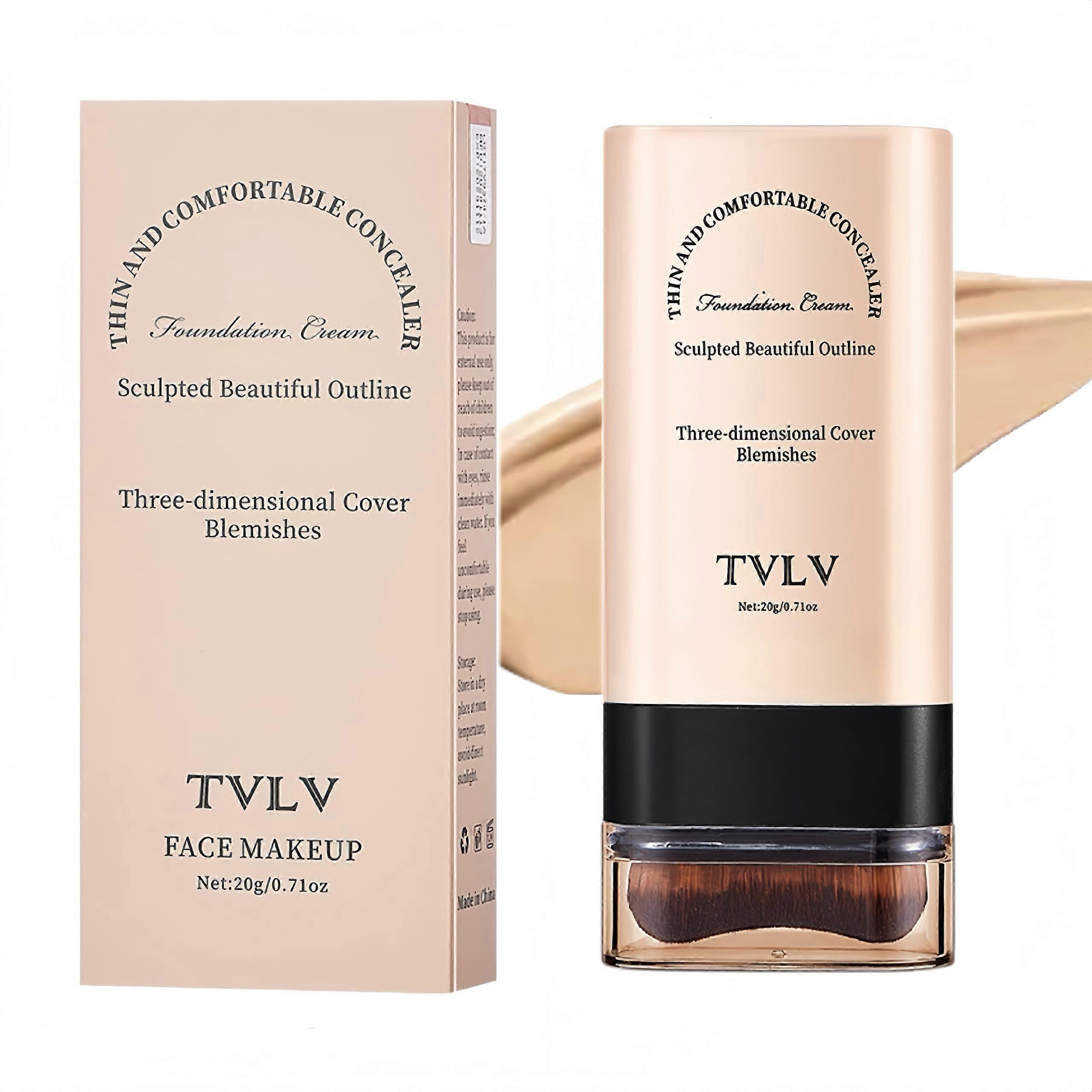 Concealer Foundation Stick with Builtin Brush, Full Coverage Waterproof for Dark Circles, 02# Nature