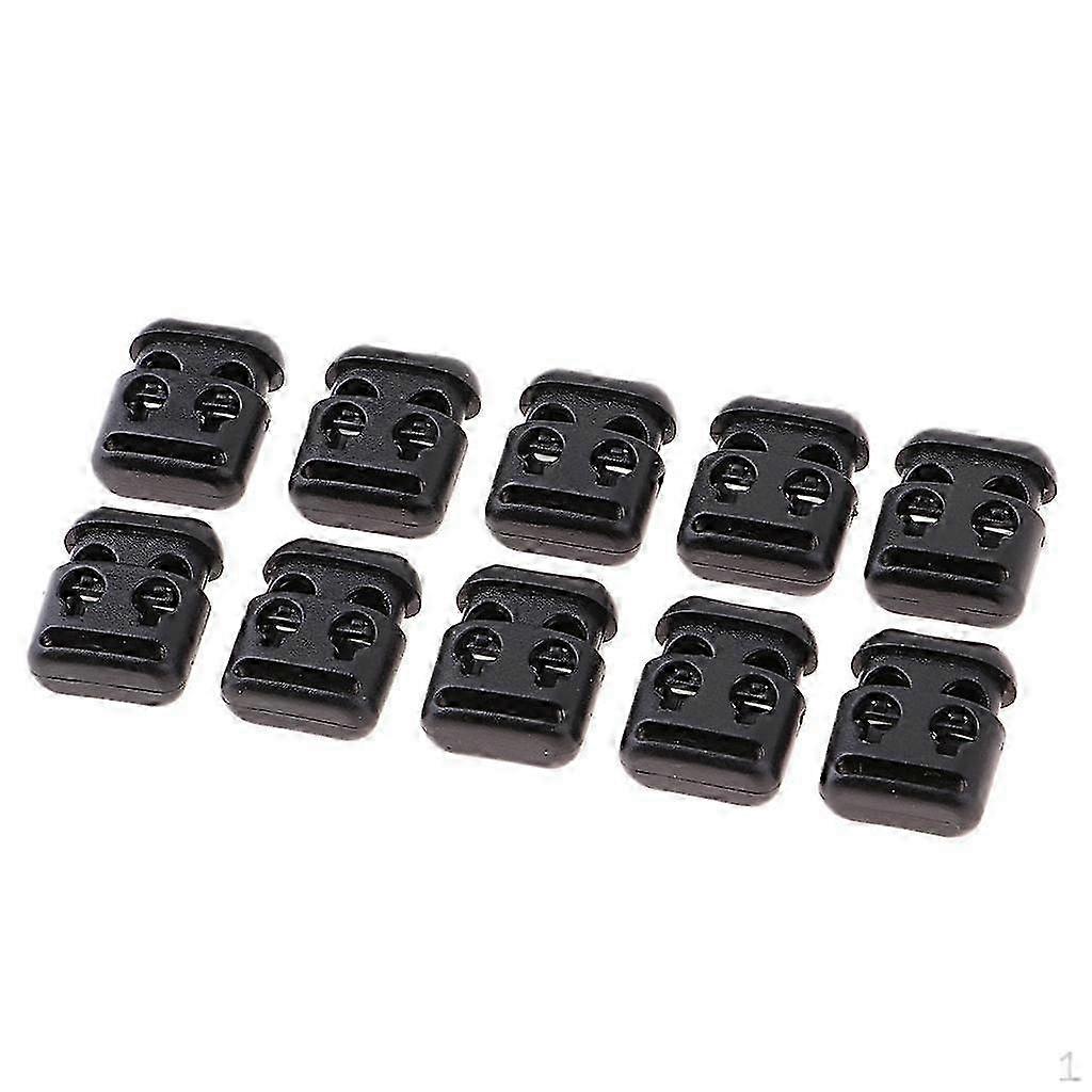 10 Pieces Plastic Cord Locks End Spring Stop Toggle Stoppers for Drawstrings, Shoelaces, Black 2025