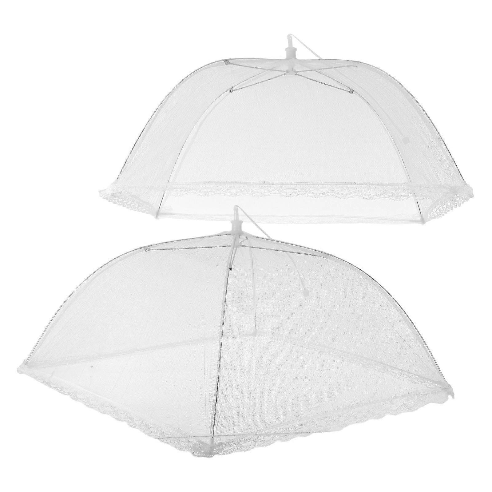 White Vegetable Cover Dustproof Food Cover for Kitchen Use 2Pcs Set