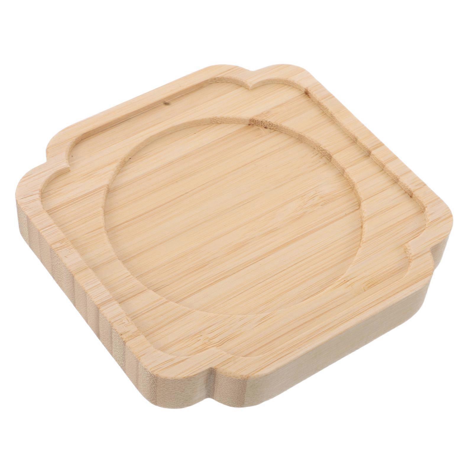 Beige Bamboo Tea Tray for Gongfu Tea 3Pcs Set with Anti-Scalding Function